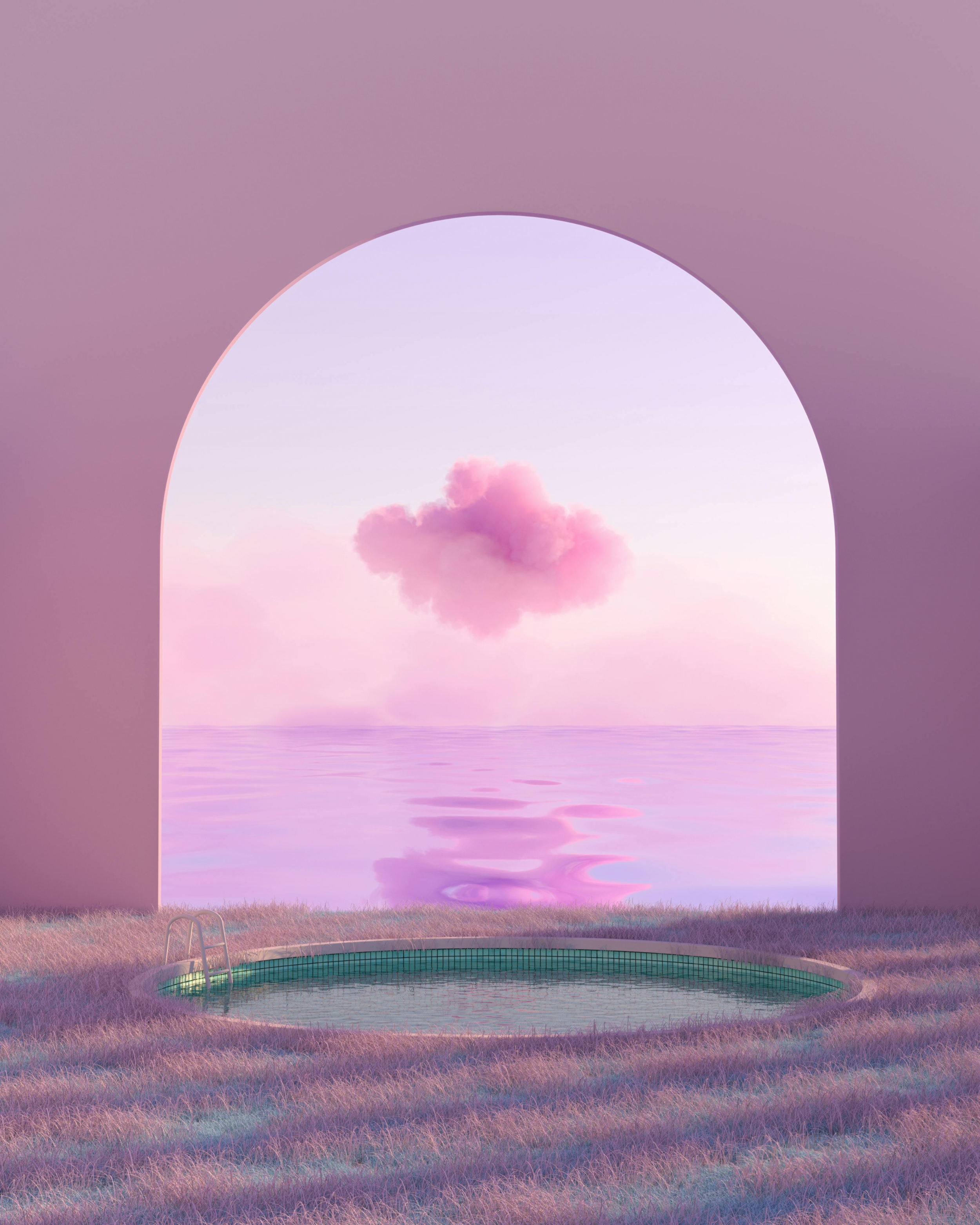 Pink 3D Digital Art Archway Clouds wallpaper for Apple iPhone, Apple Watch, Mac, iPad and Apple Watch