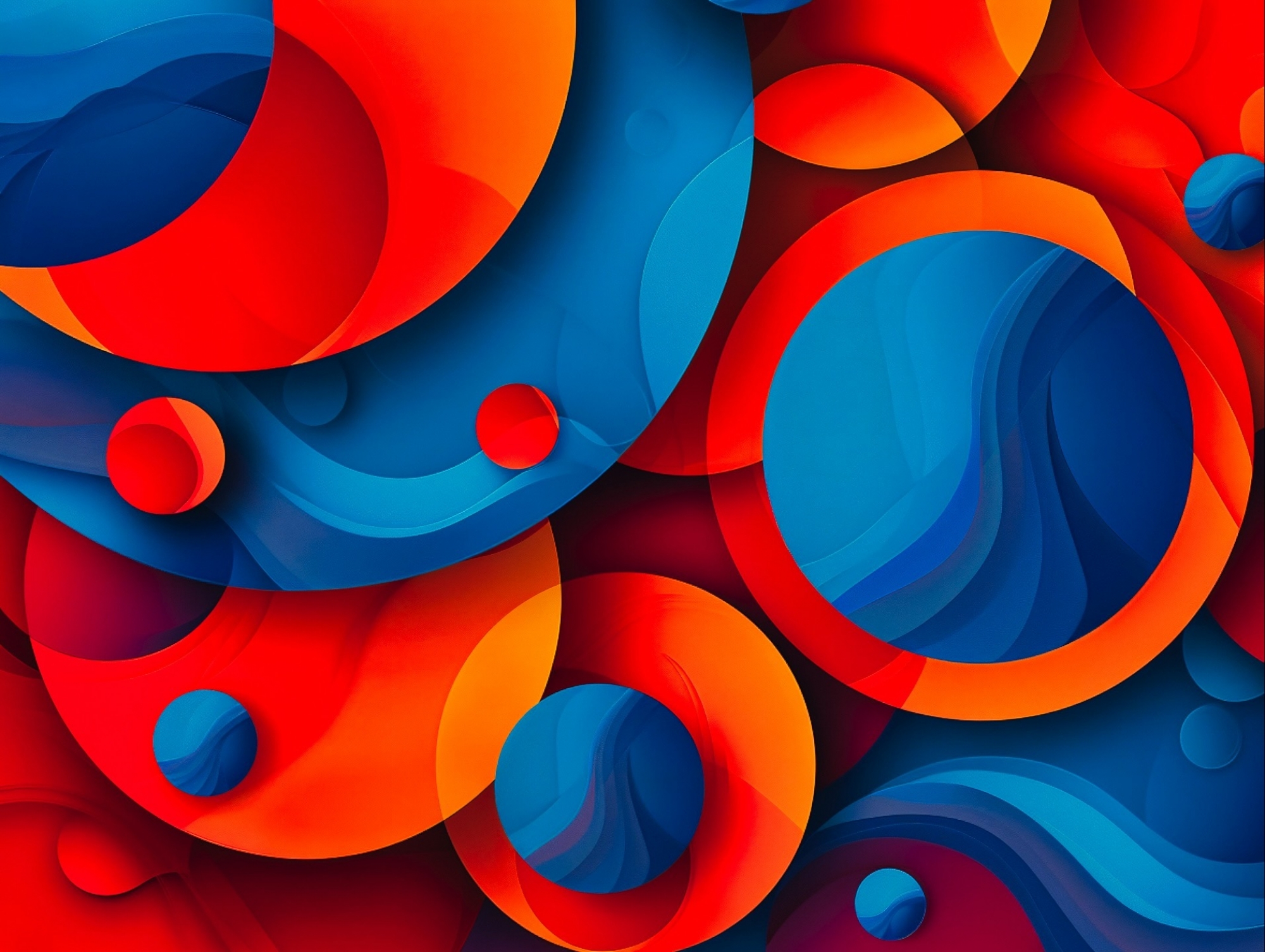 Red Orange And Blue Circles Abstract