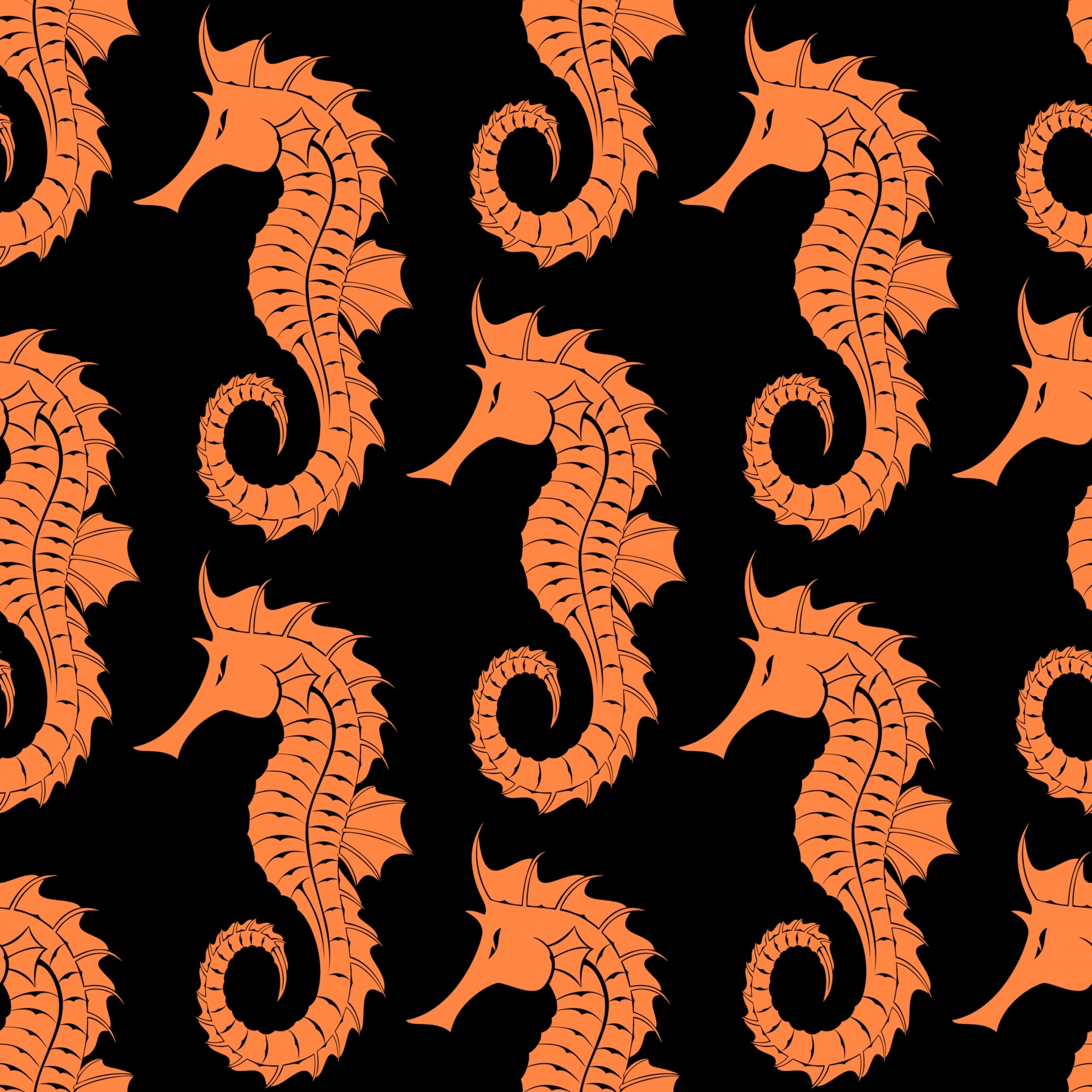 Seahorses Underwater Deep Ocean Background Pattern Orange