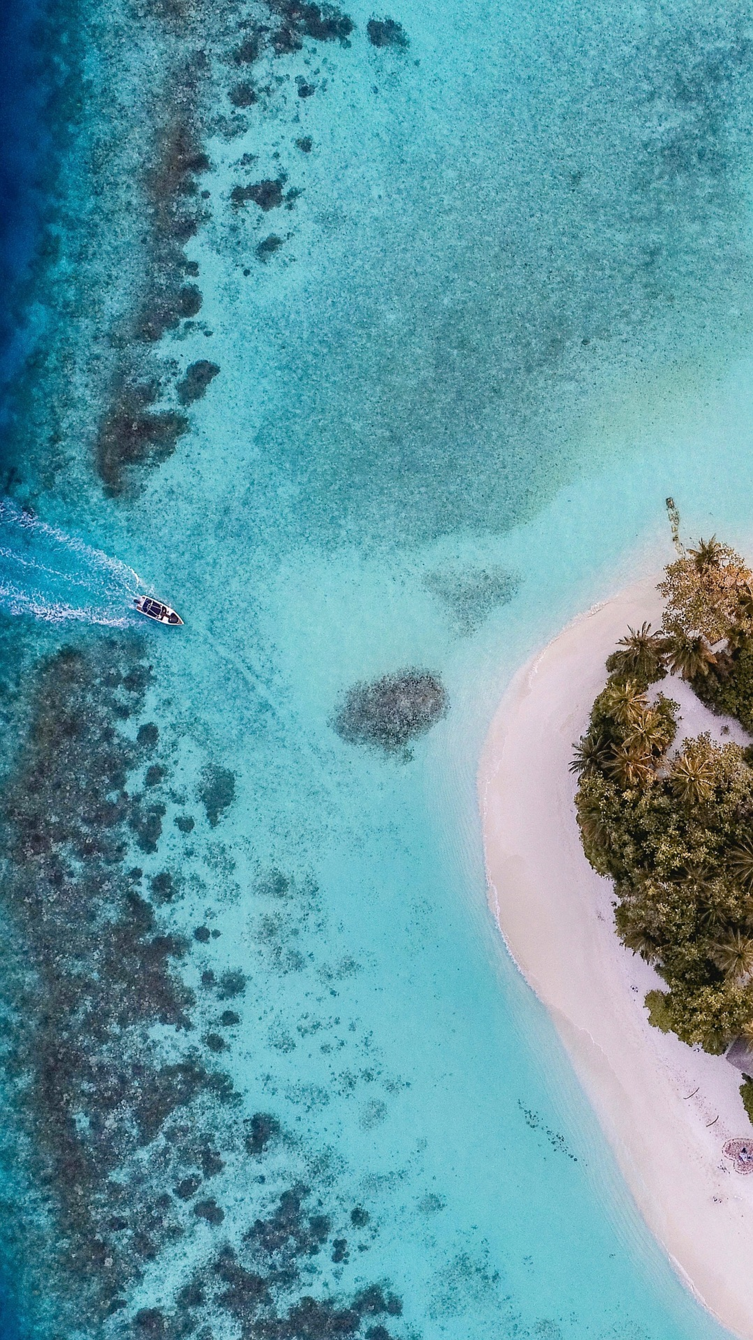 Small Beach Island From Above Aerial View