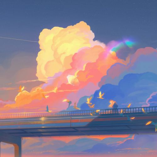 Iridescent Sunset Art iPad wallpaper