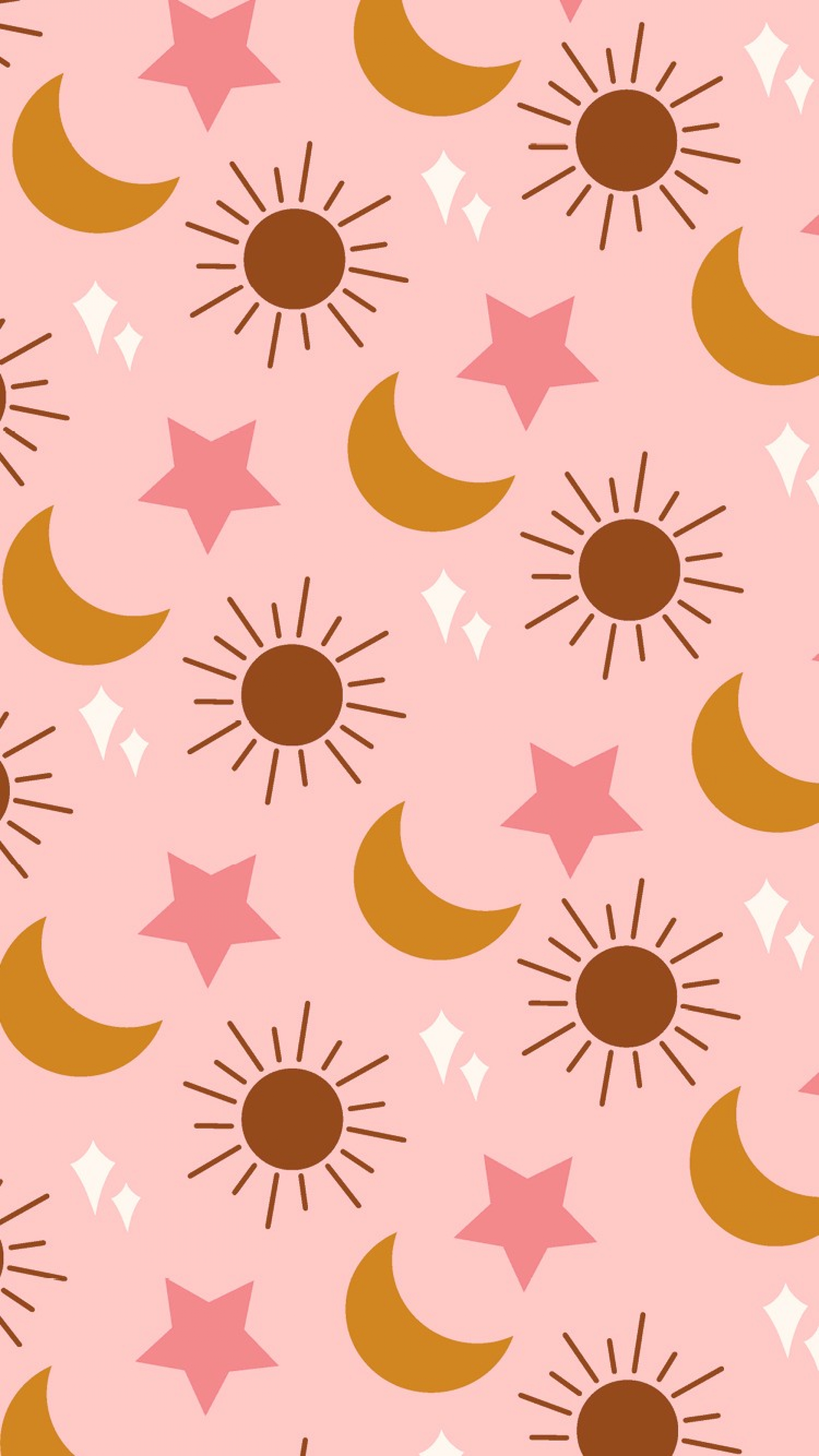 Stars Moon And Sun Pattern Repeat wallpaper for Apple iPhone, Apple Watch, Mac, iPad and Apple Watch