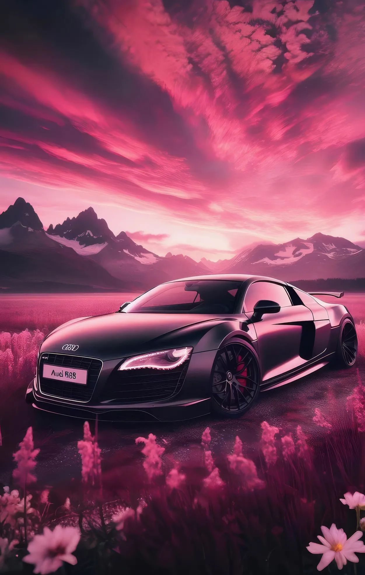 Supercar Super Cars Fast Best Popular V8 Audi Pink Sky Sunrise wallpaper for Apple iPhone, Apple Watch, Mac, iPad and Apple Watch