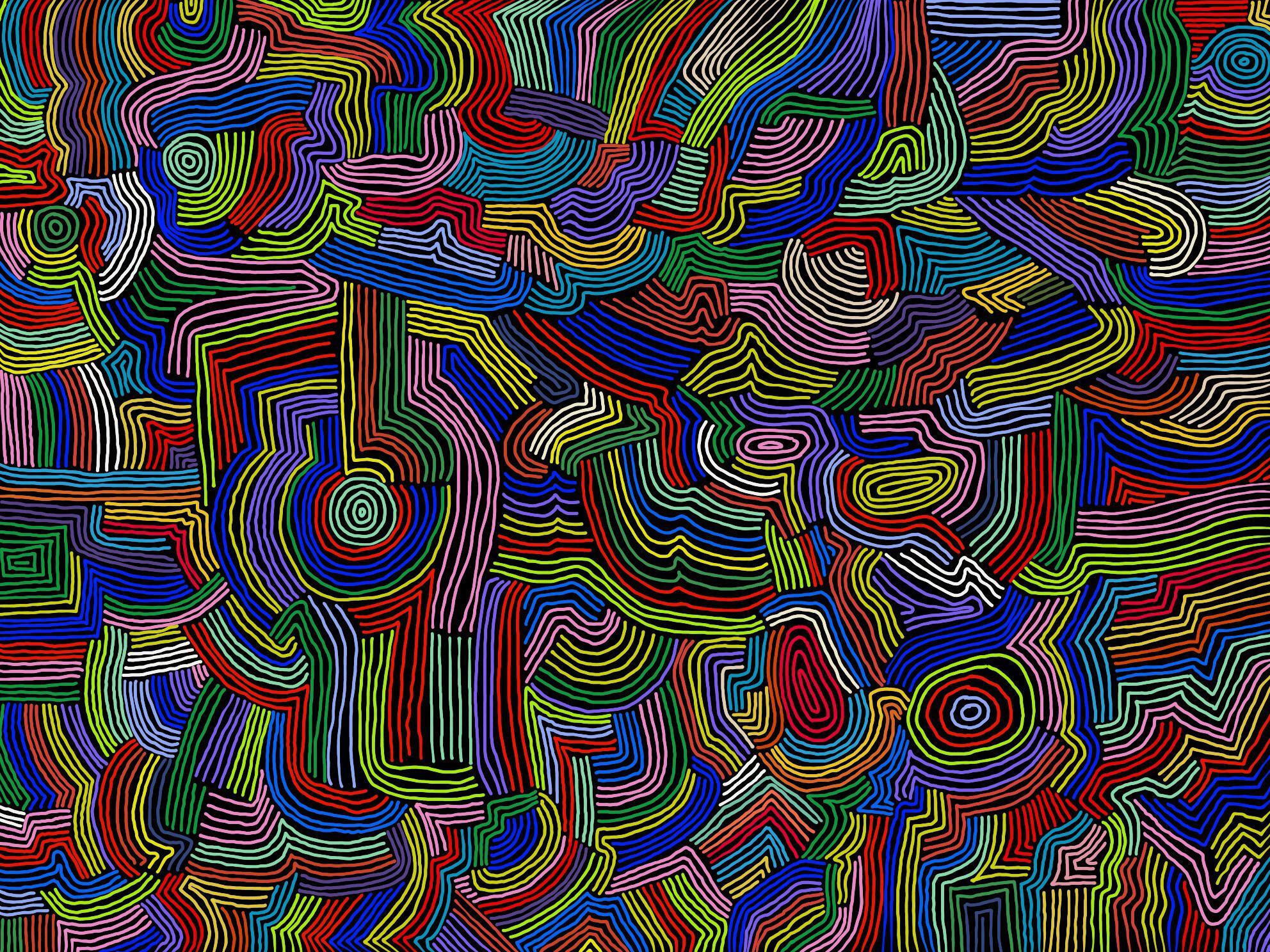 Ultra Colorful Lines And Squiggles Minimal Dark Mode Night Mode Best Free Download Wallpapers For iPad Pro Or iPad Air And Android Tablets