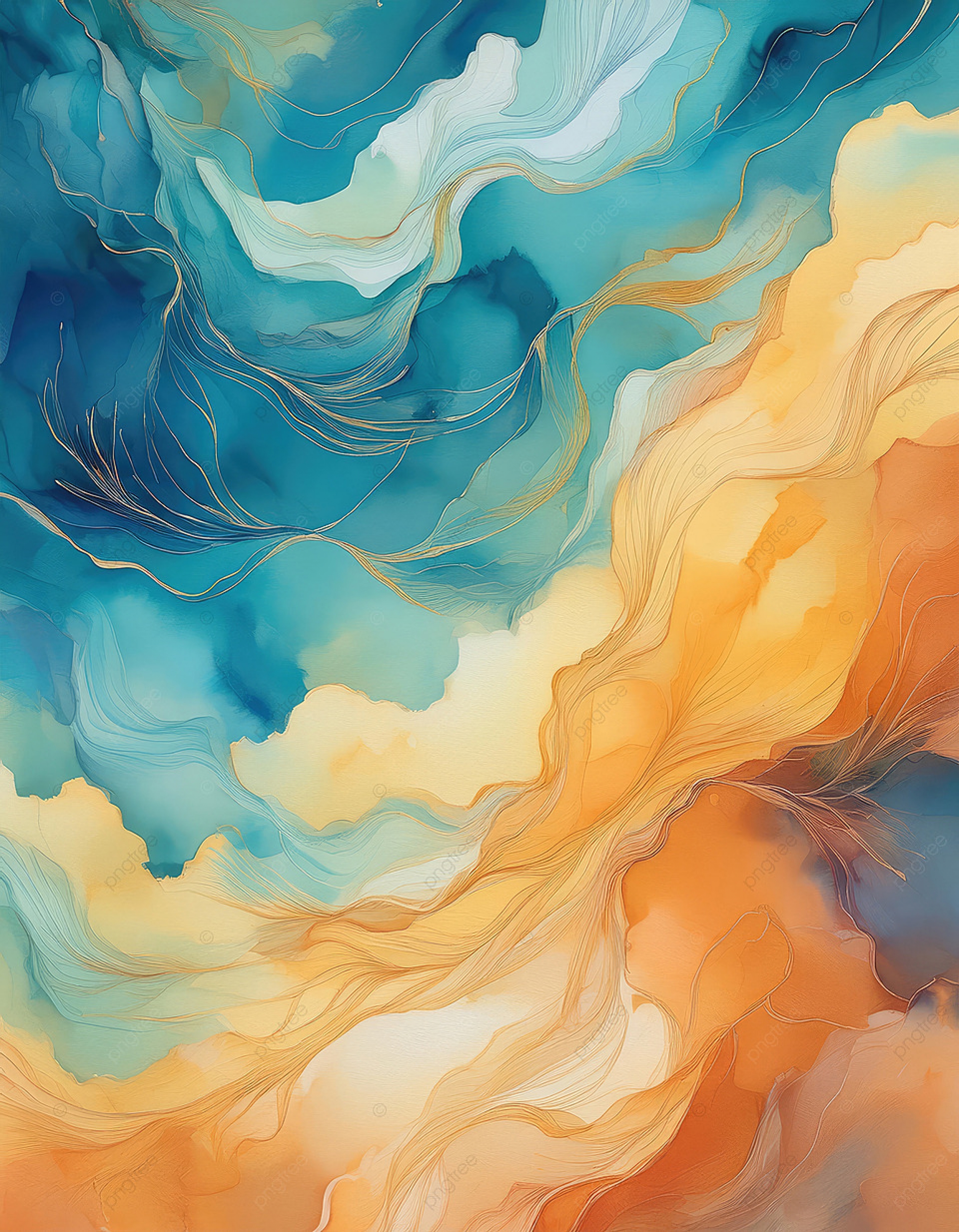 Watercolor Yellow Blue Gold wallpaper for Apple iPhone, Apple Watch, Mac, iPad and Apple Watch