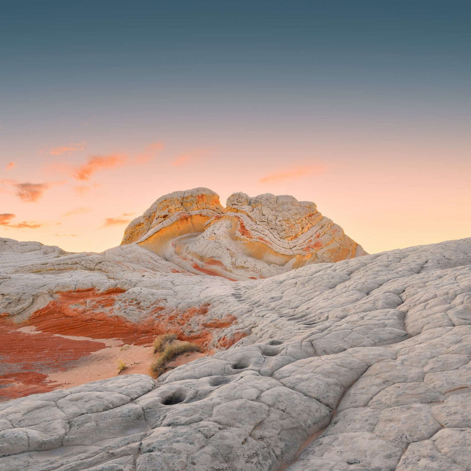 White Sand Desert Landscape At Sunrise Unique White Rock Formations Nature 4K