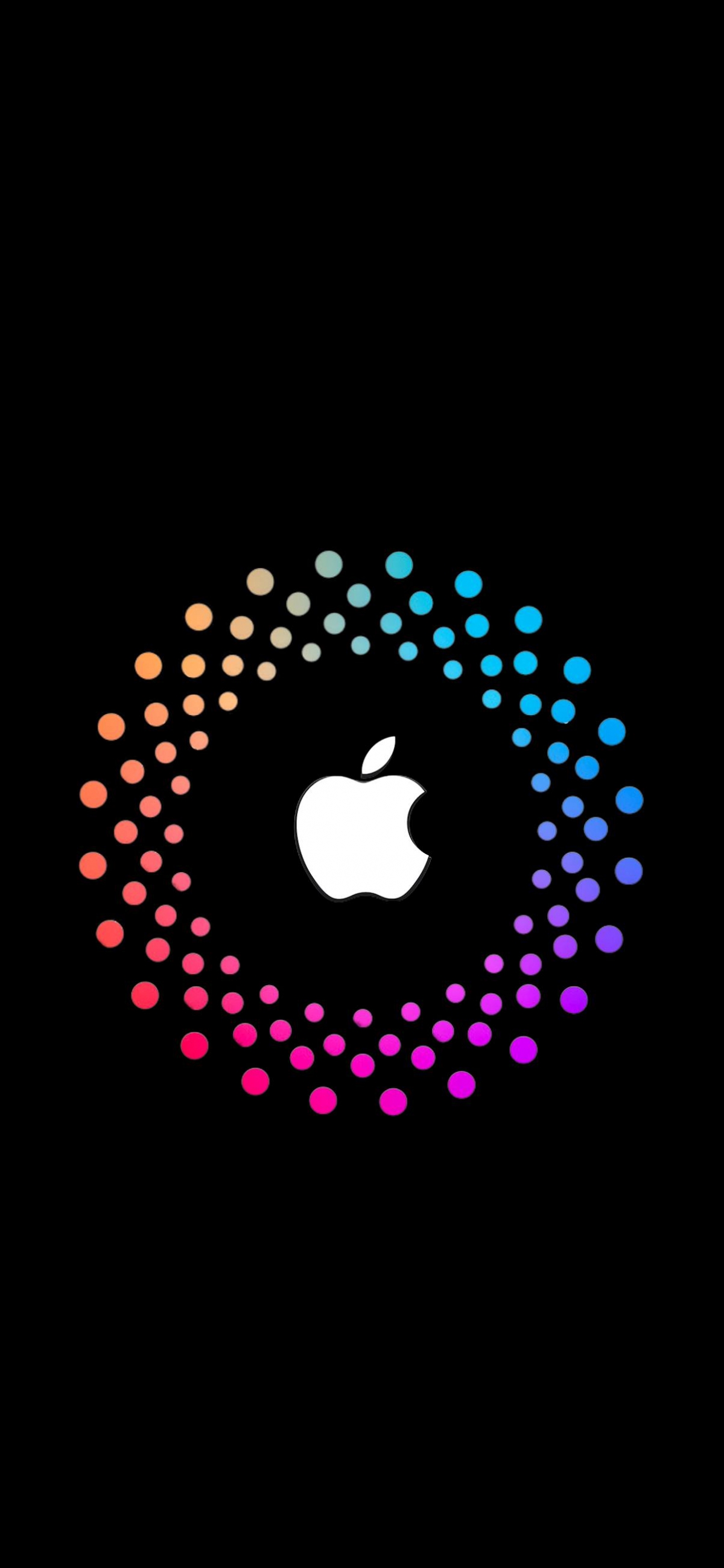 Apple Logo Black Background Colorful