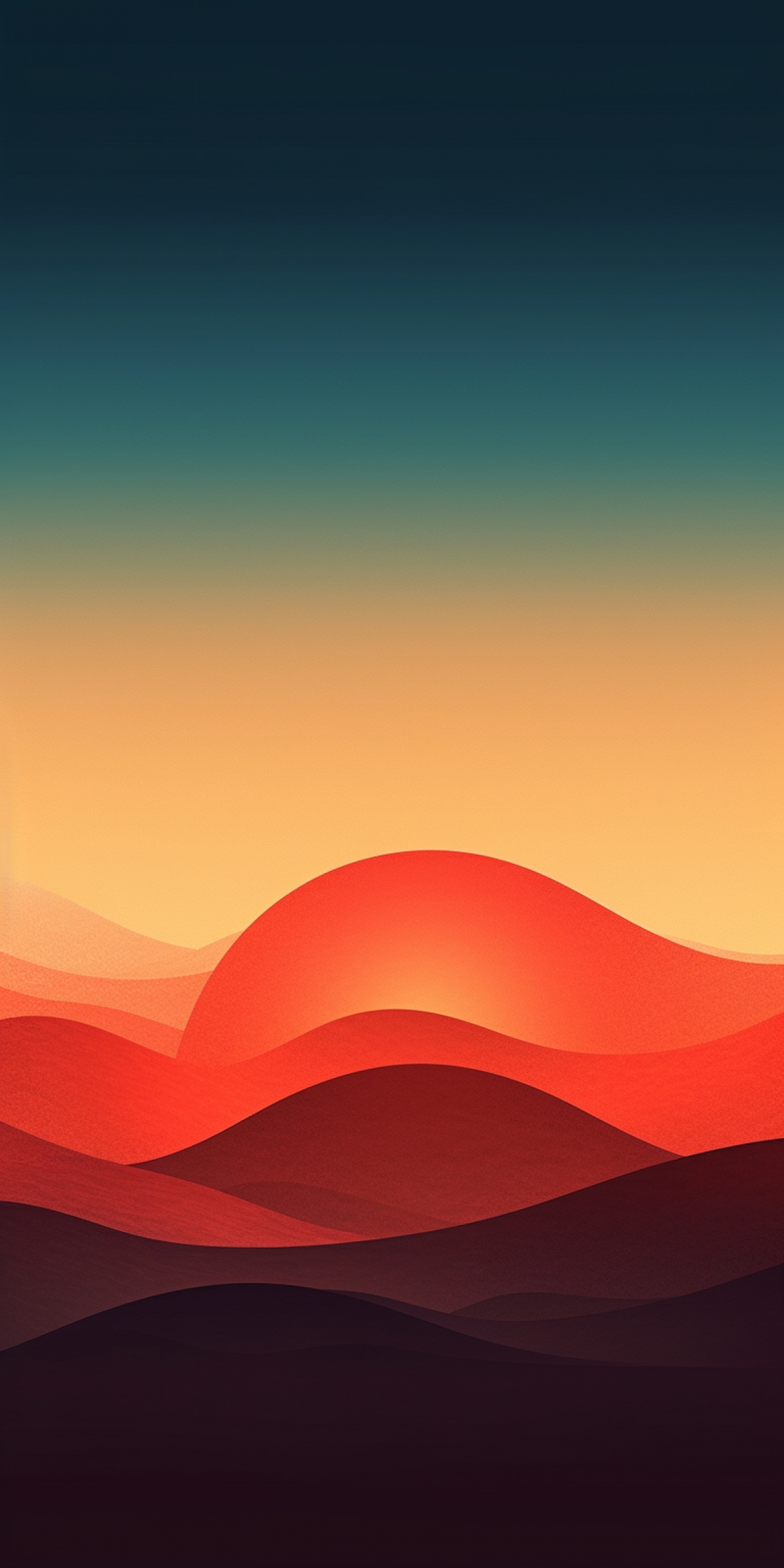 Red Orange Gradient Abstract Minimalistic Swirls