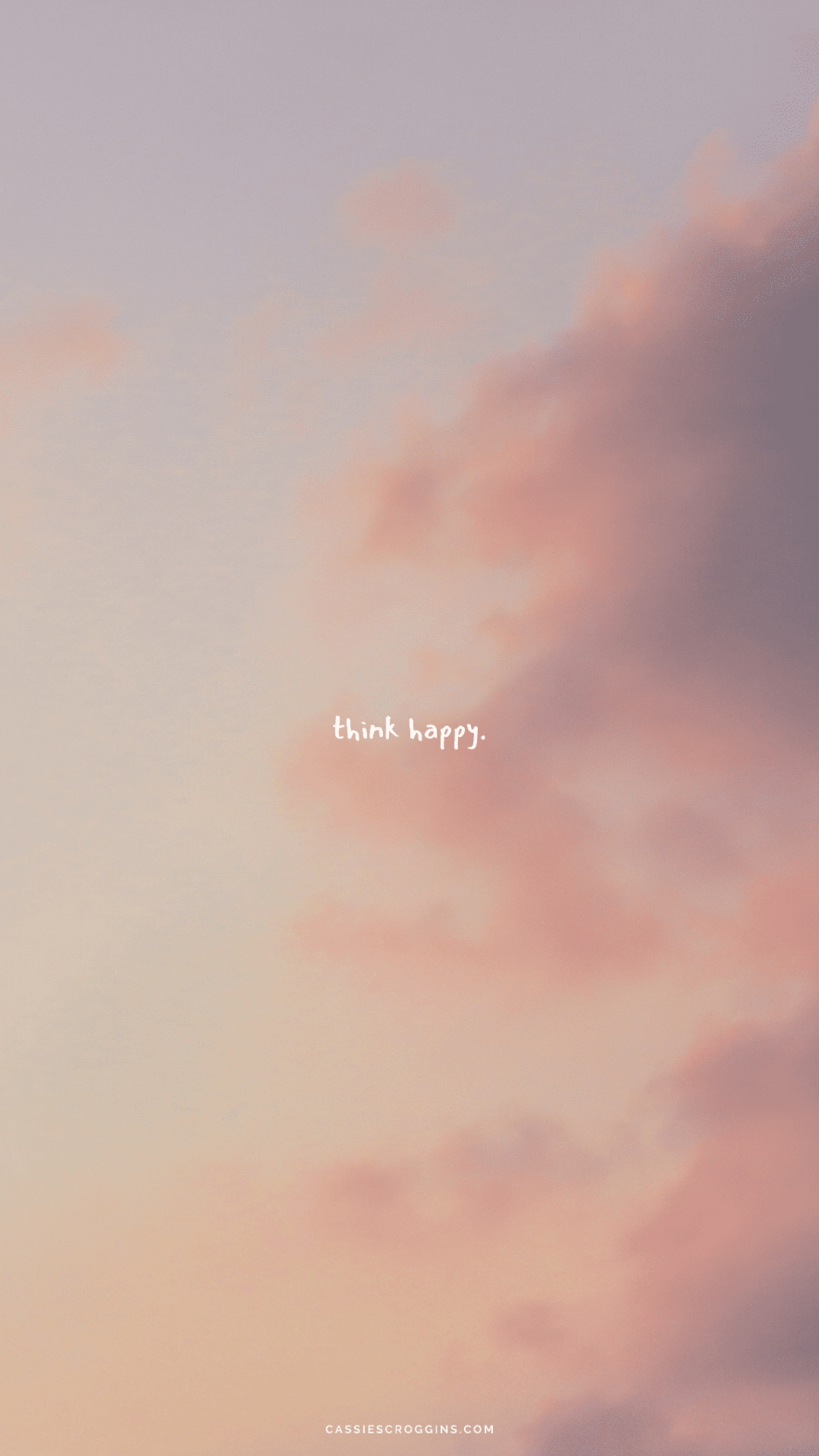 Think Happy Quote On Sunset Clouds Background wallpaper for Apple iPhone, Apple Watch, Mac, iPad and Apple Watch