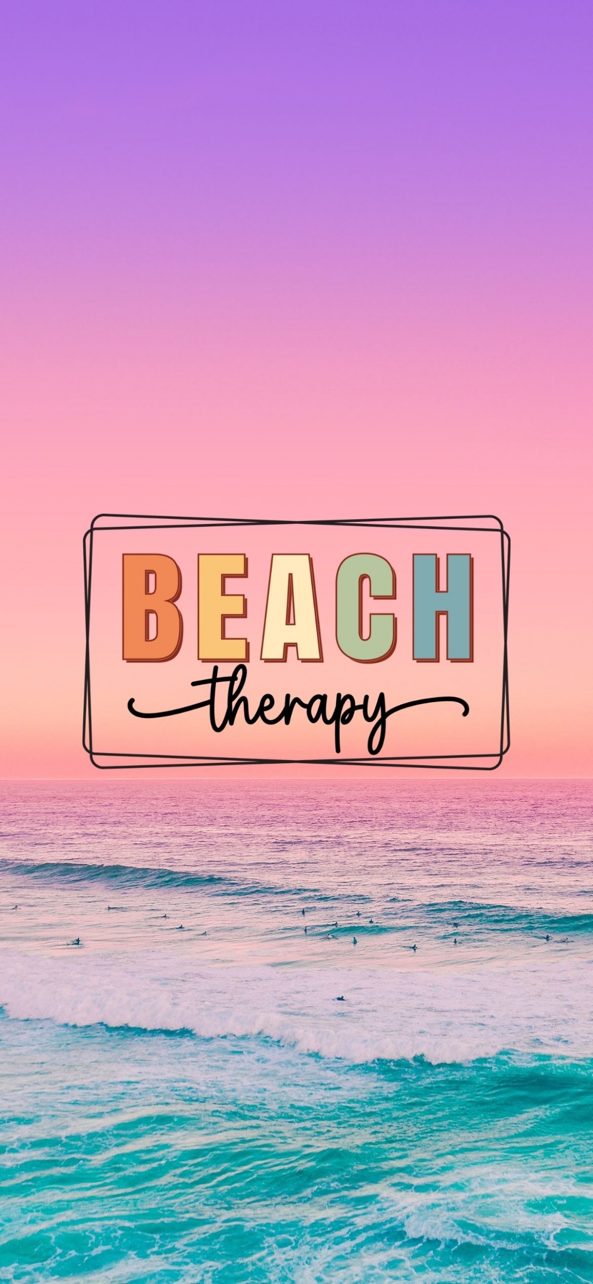 Beach Therapy Quote On Sunset Backdrop wallpaper for Apple iPhone, Apple Watch, Mac, iPad and Apple Watch