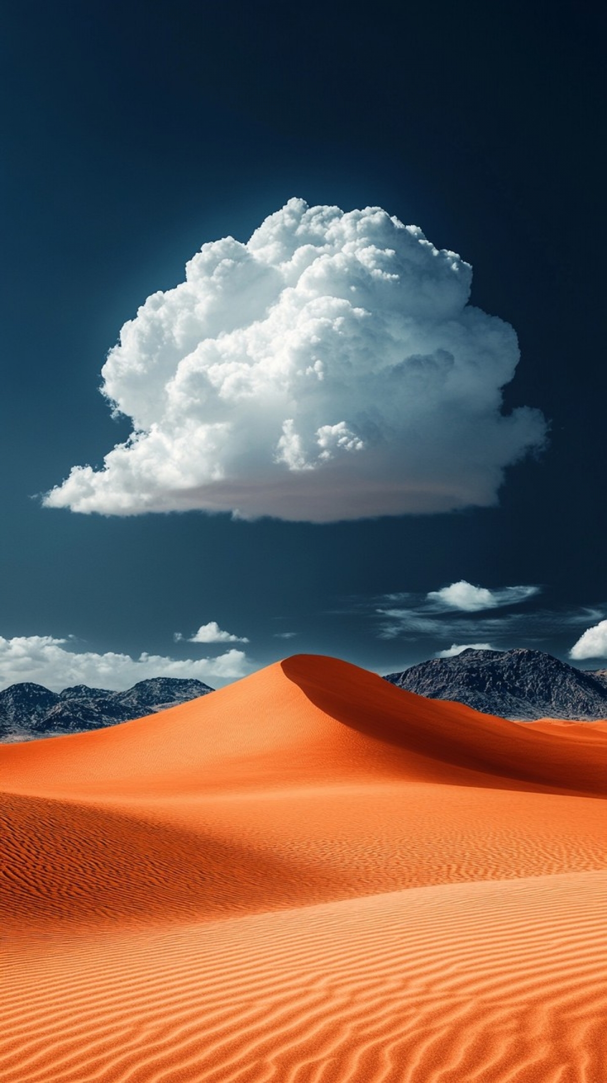 Single Cloud Over Sand Dune In The Desert