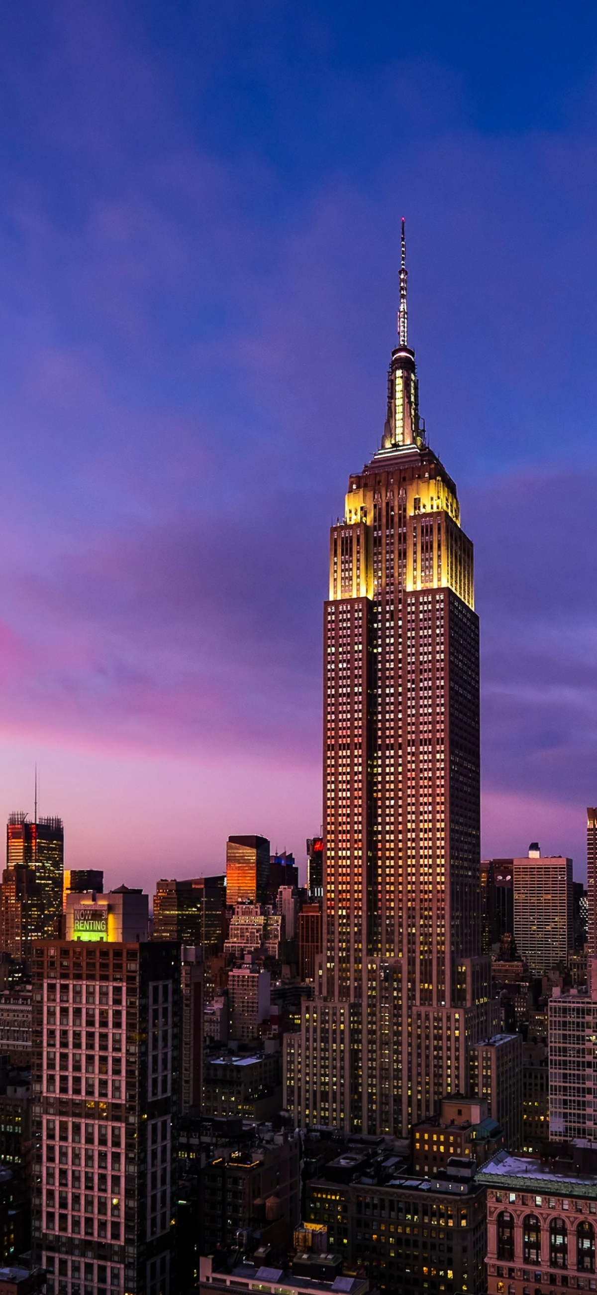 Beautiful New York City NYC Cityscape Skyline At Night Twinkling City Lights