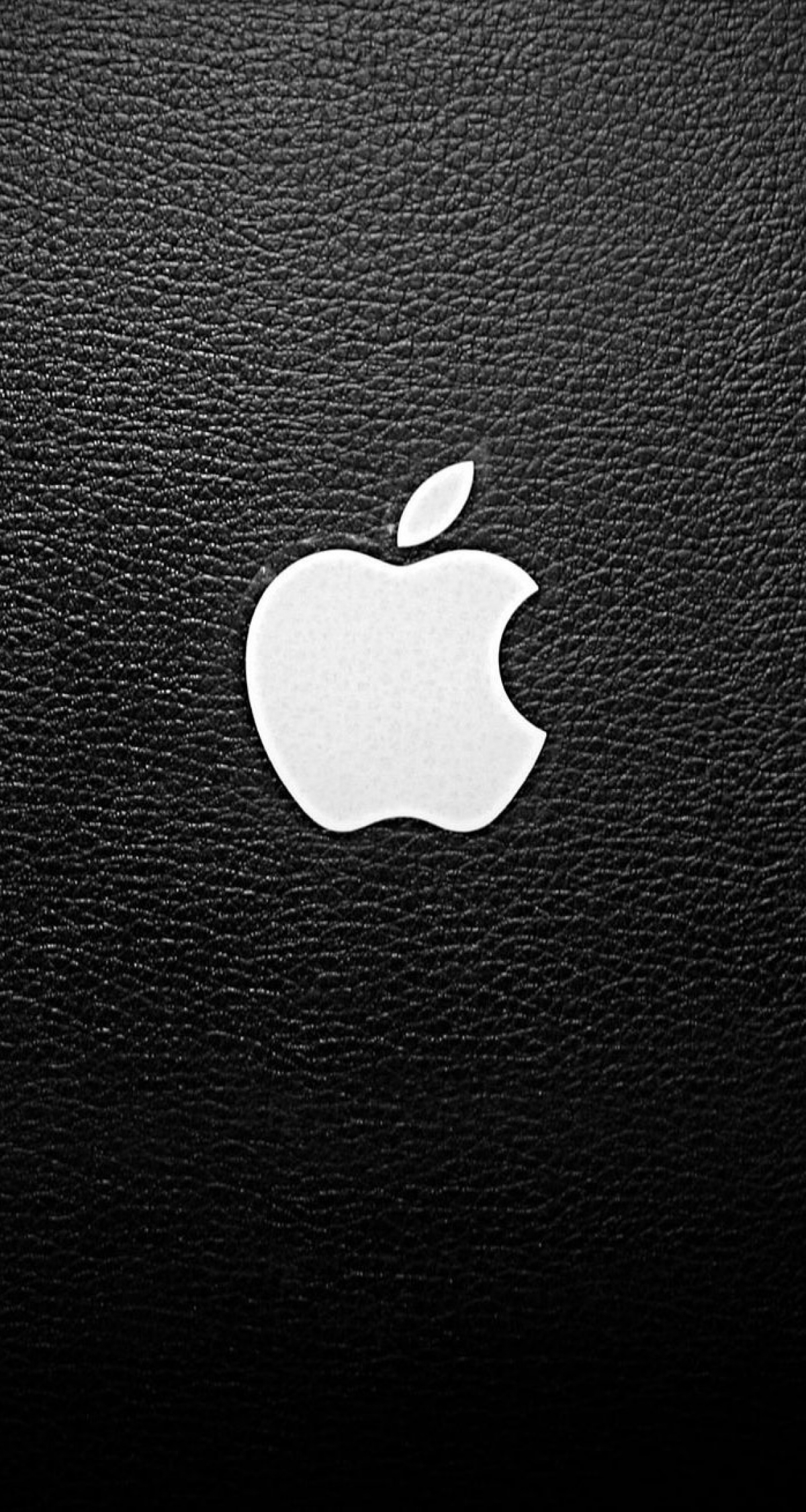 Black Dark Apple Logo On Leather Backdrop