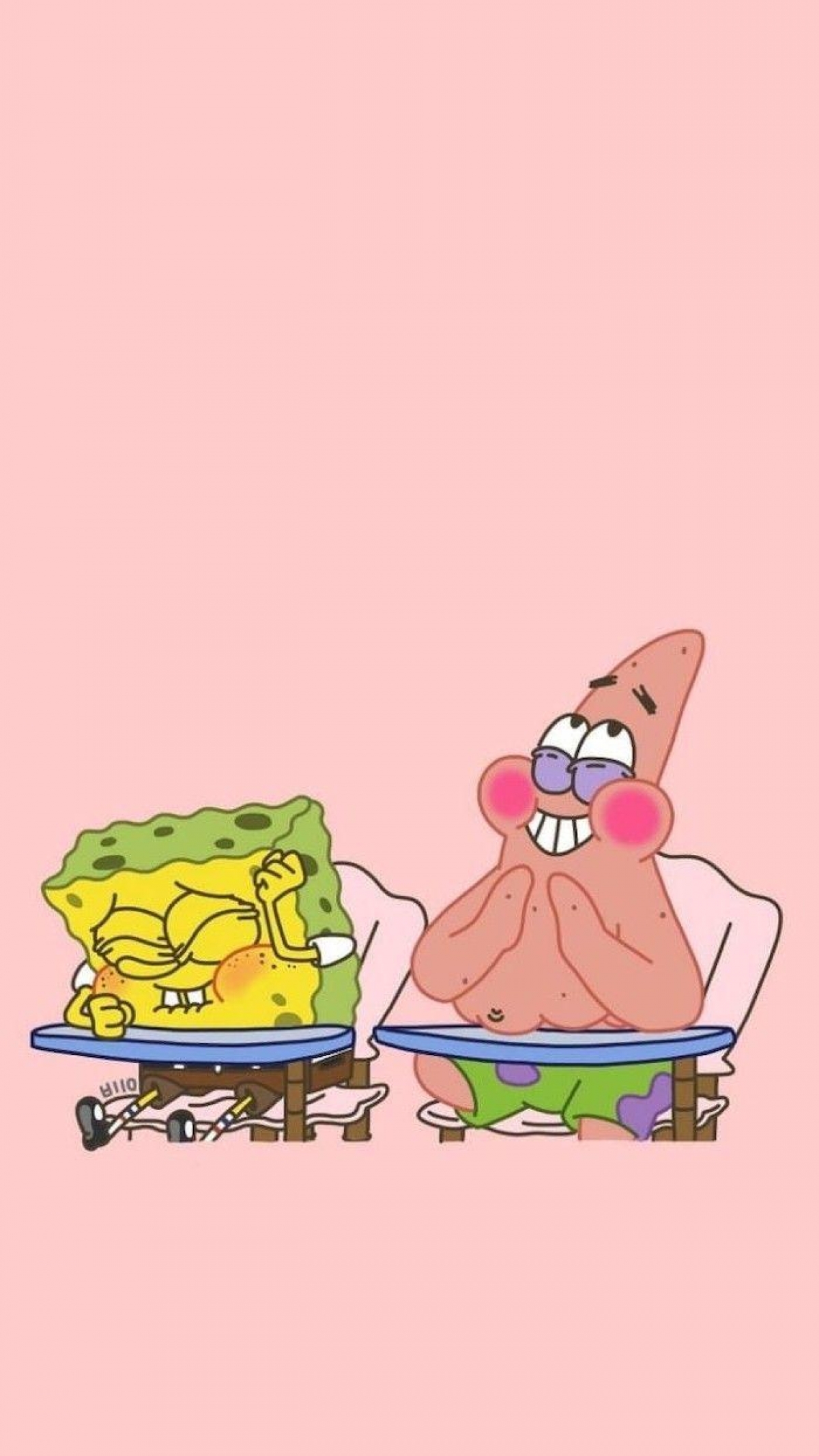 Spongebob Squarepants And Patrick Star Baby Pink Background