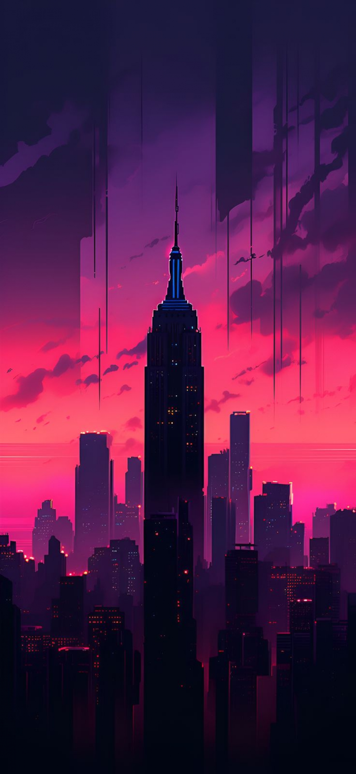 Cartoon New York City Dark — Download Free iPhone Wallpapers