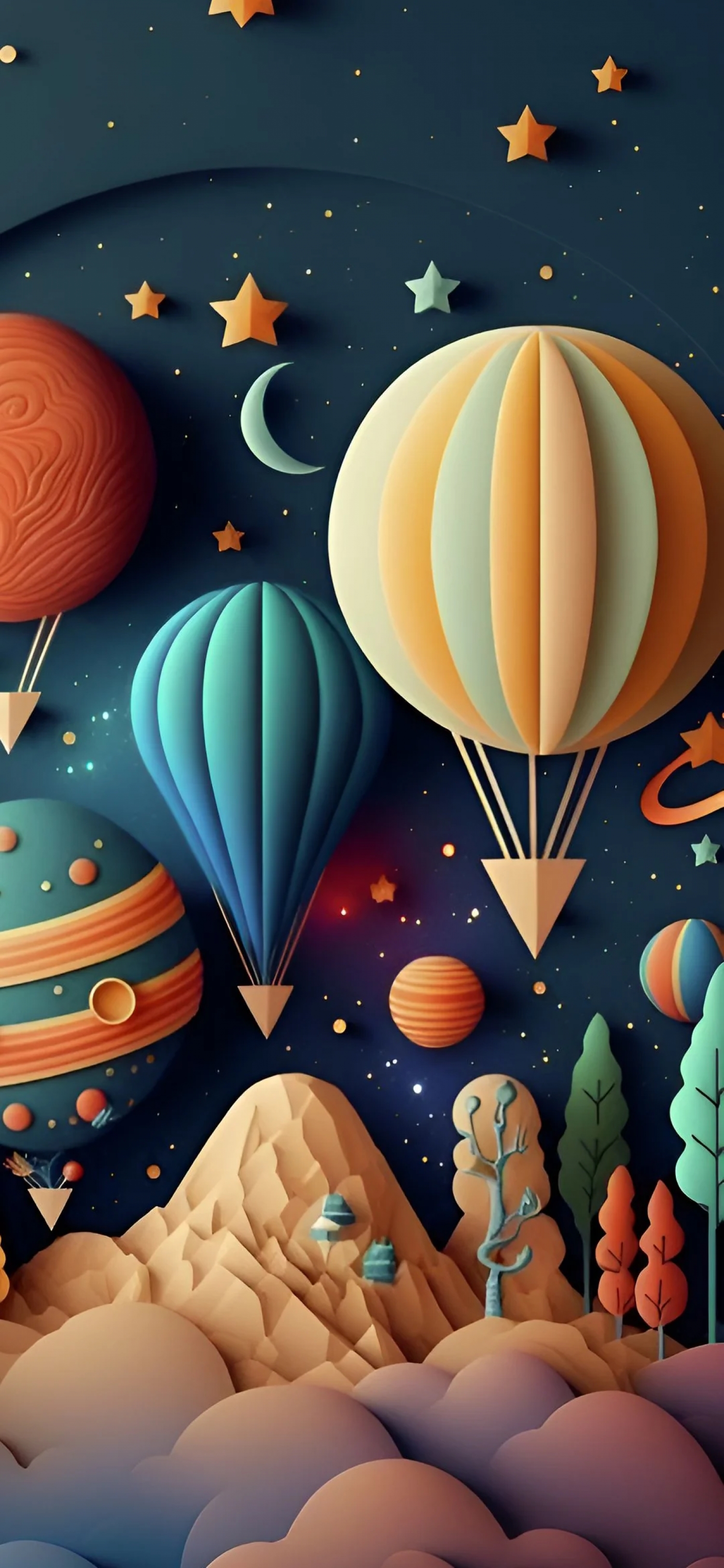 3d Digital Art Layered Paper Hot Air Balloons Artist