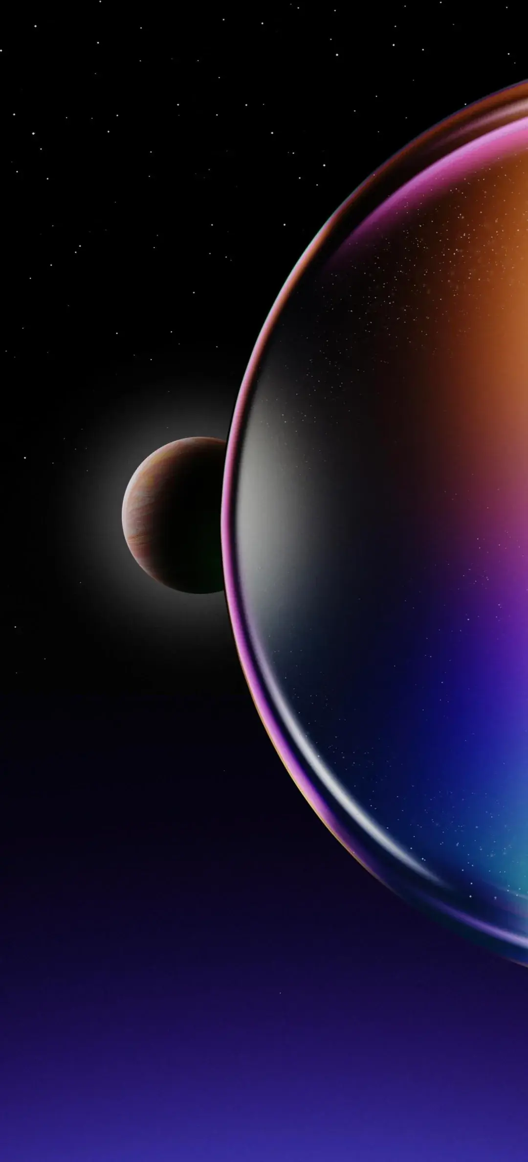 3D Glass Bubble Circle Planets Outer Space Cosmos Best Wallpapers For Apple iPhone 16