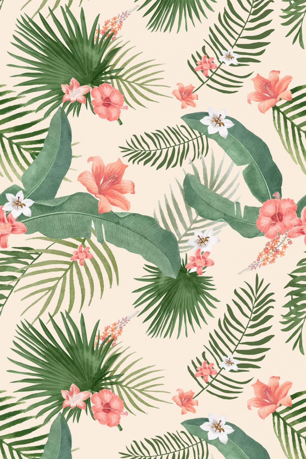 Tropical Leaves And Flowers Pattern