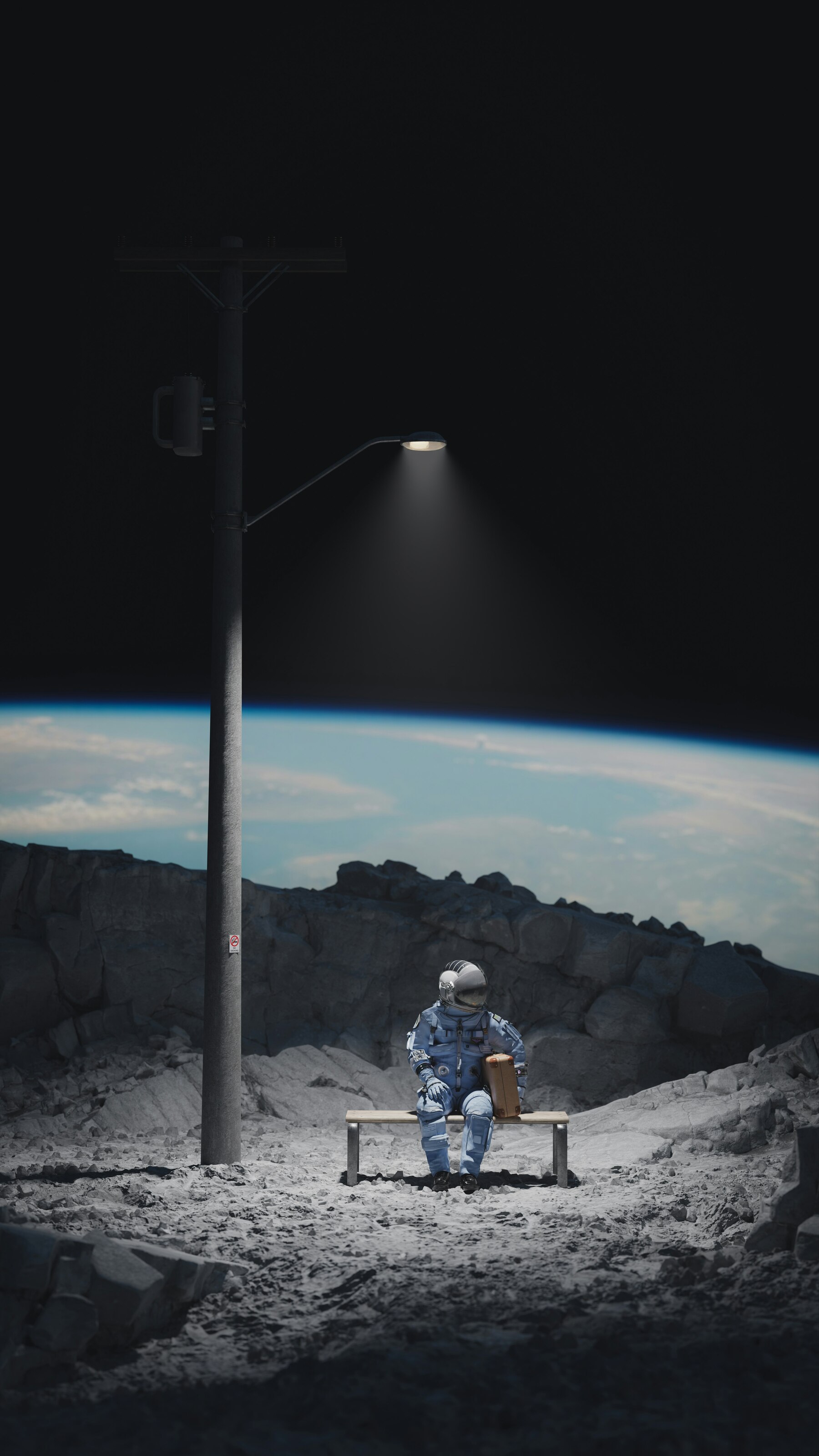 4K MKBHD Panels App Free Astronaut Underneath A Lamp Post On The Moon