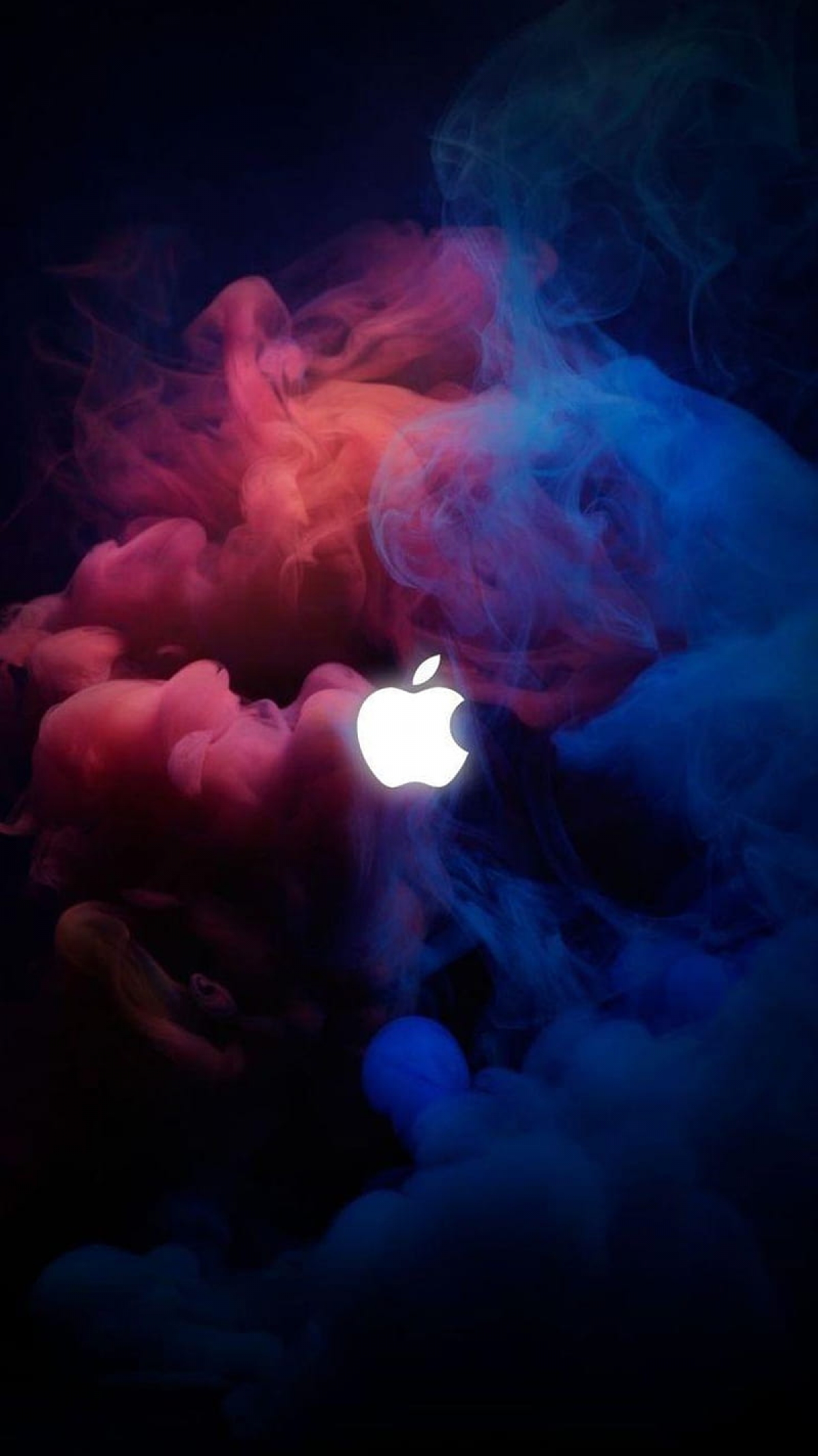 Intense Red And Blue Smoke Apple Logo