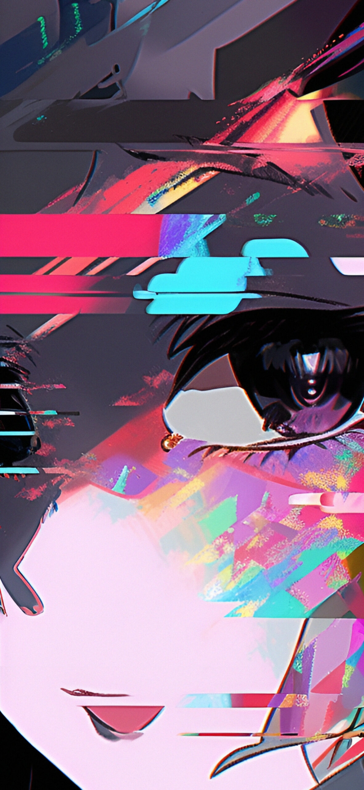 Anime Girl Glitch wallpaper for Apple iPhone, Apple Watch, Mac, iPad and Apple Watch