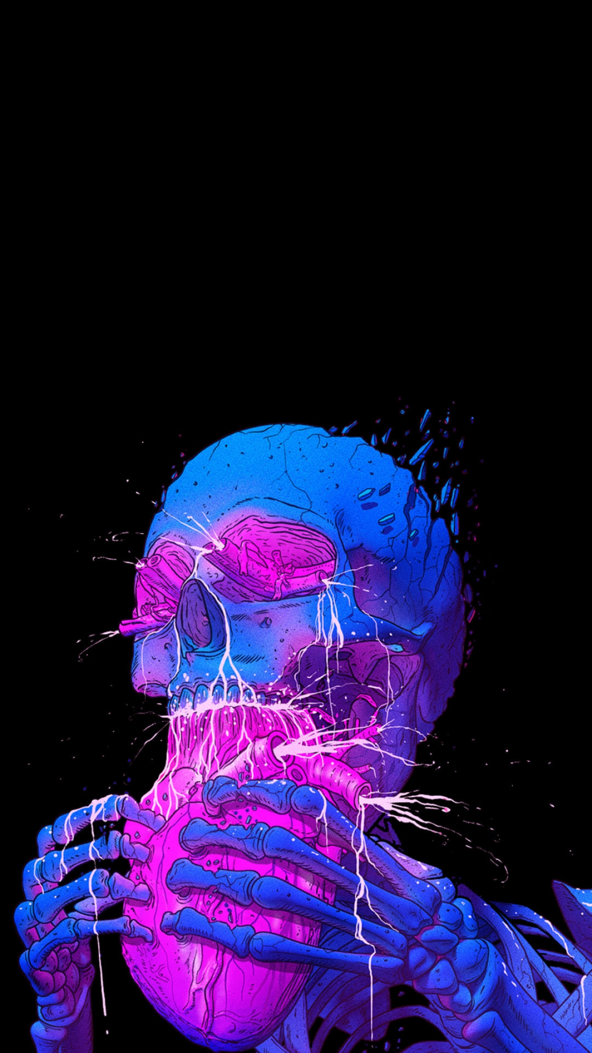 Colorful Unique Creative Skull Eating A Heart HD wallpaper for Apple iPhone, Apple Watch, Mac, iPad and Apple Watch