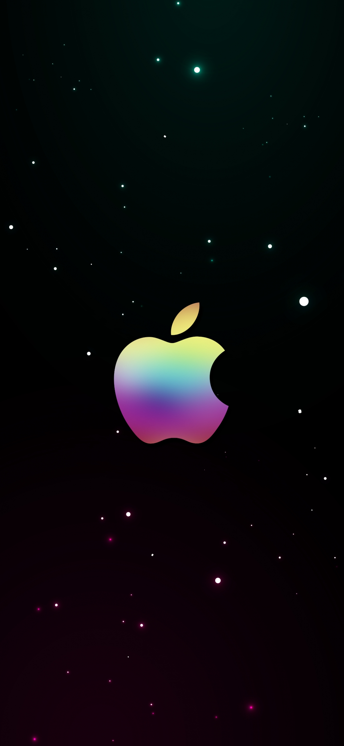 Colorful Apple Logo With Space And Stars Unique Design