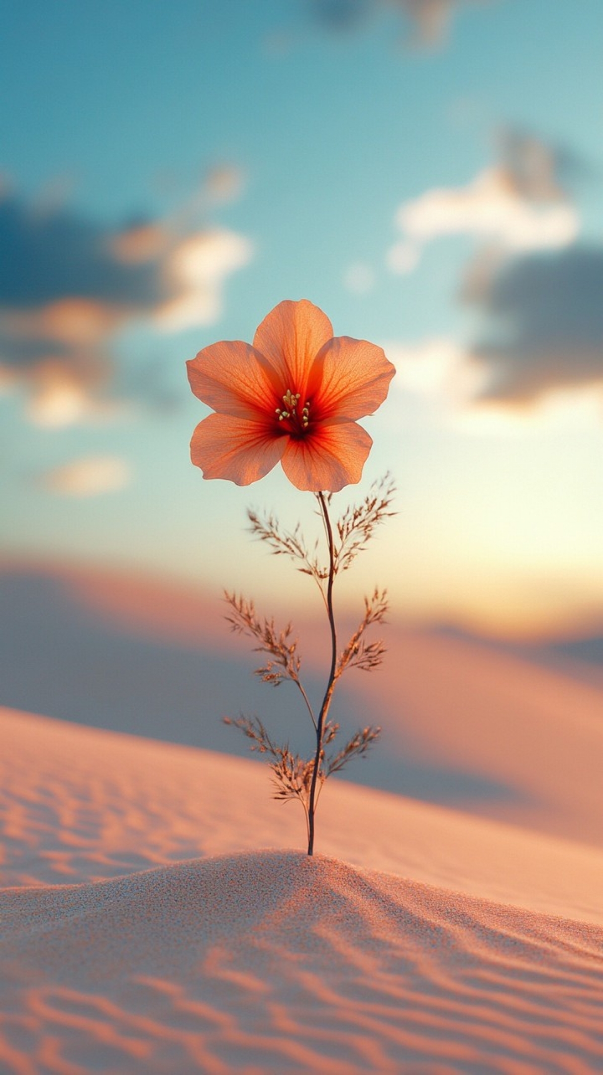 Orange Flower Growing In The Desert