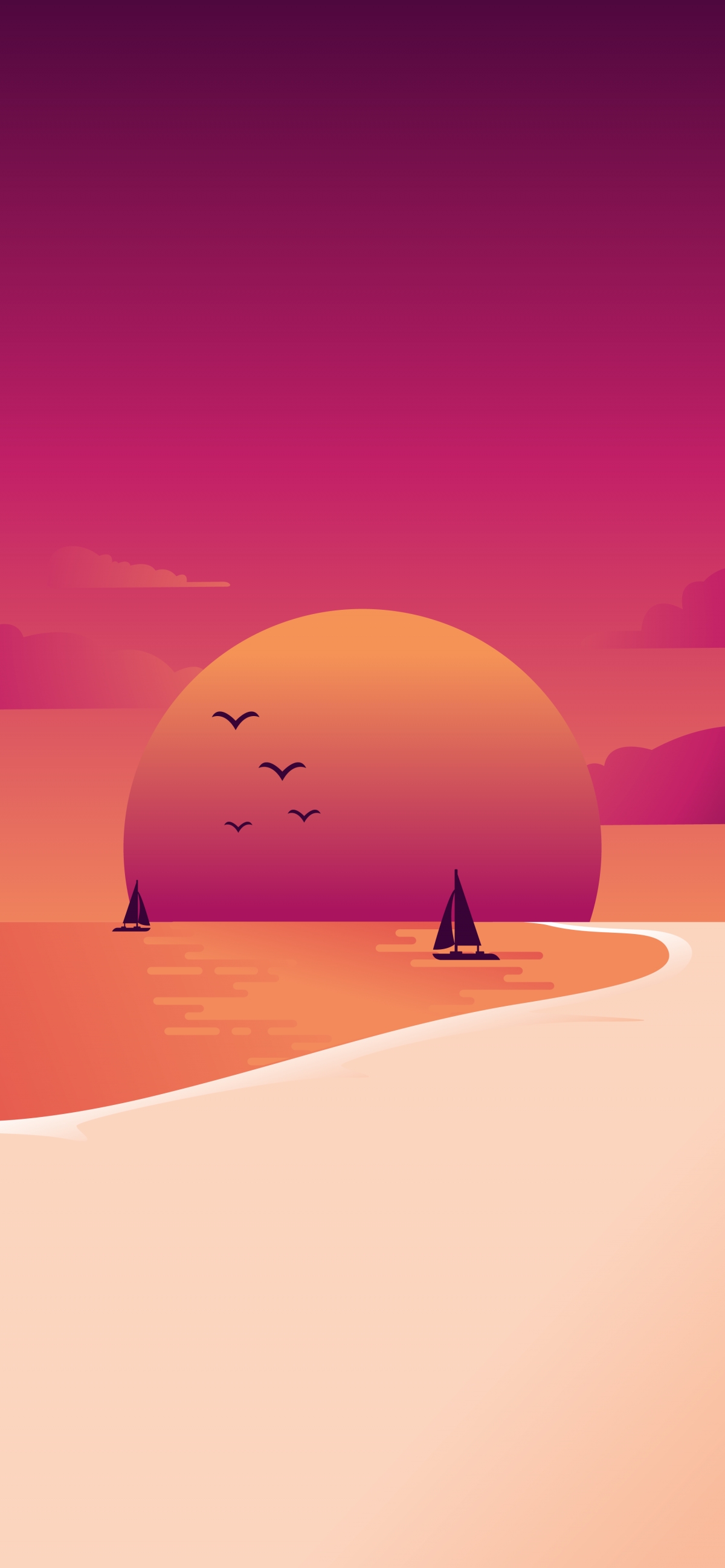 Bright Pink Desert Beach Moon Landscape