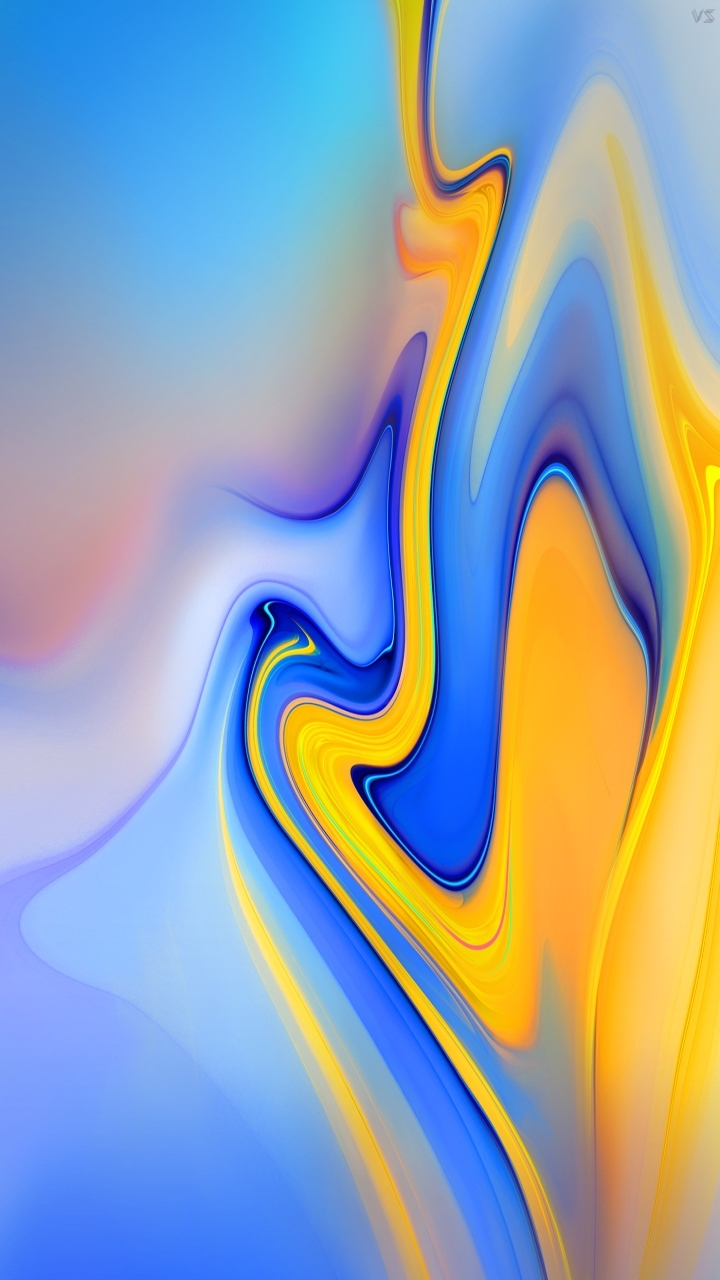 6K Google Android OPPO Smartphones ColorOS Stock Default Wallpapers Blue And Yellow Swirls Of Paint Artwork