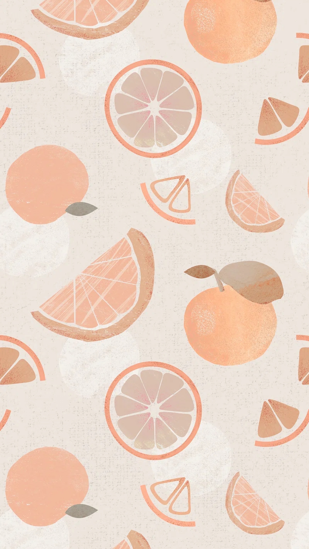 Cute Fruits Pastel Orange Background Patterned