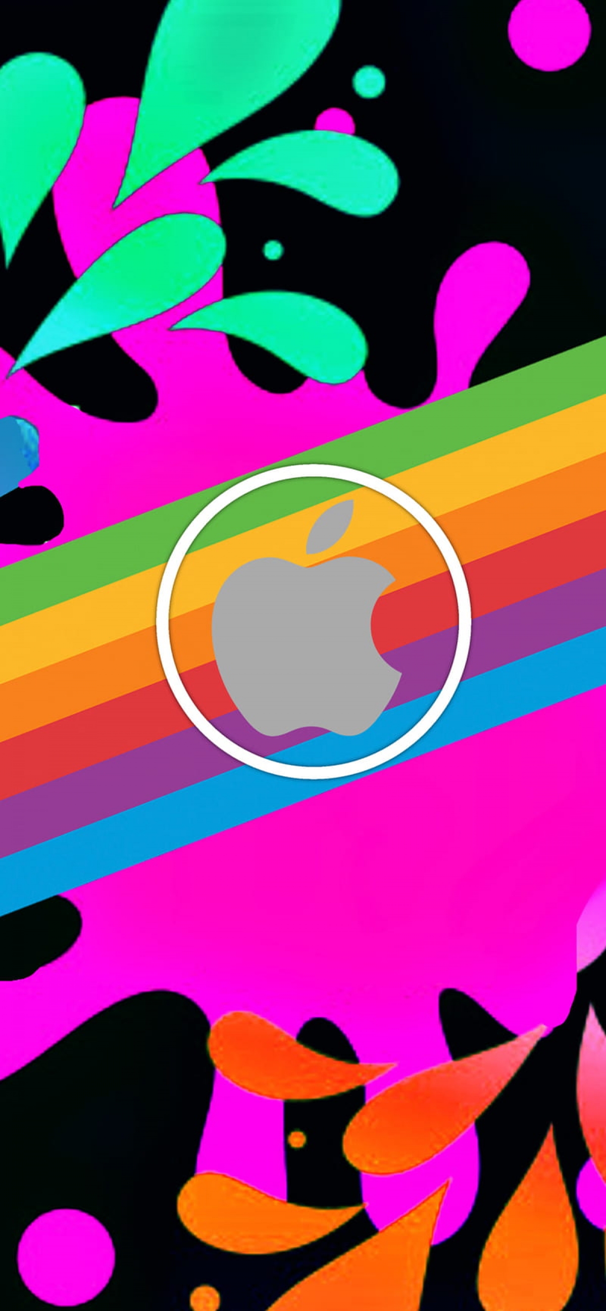 Colorful Apple Logo In Retro Classic Apple Colors wallpaper for Apple iPhone, Apple Watch, Mac, iPad and Apple Watch