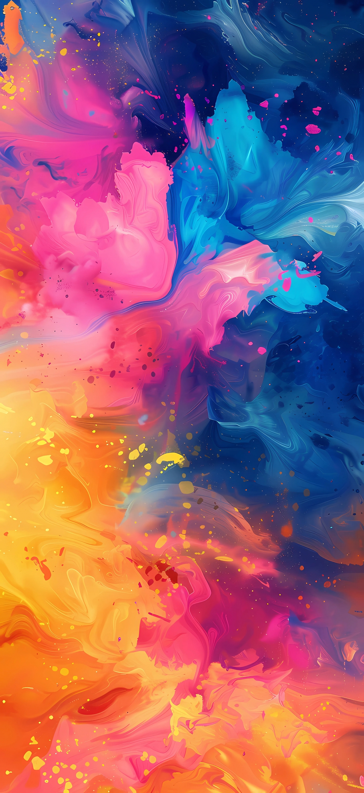 Colorful Rainbow Paint Splatters And Swirls