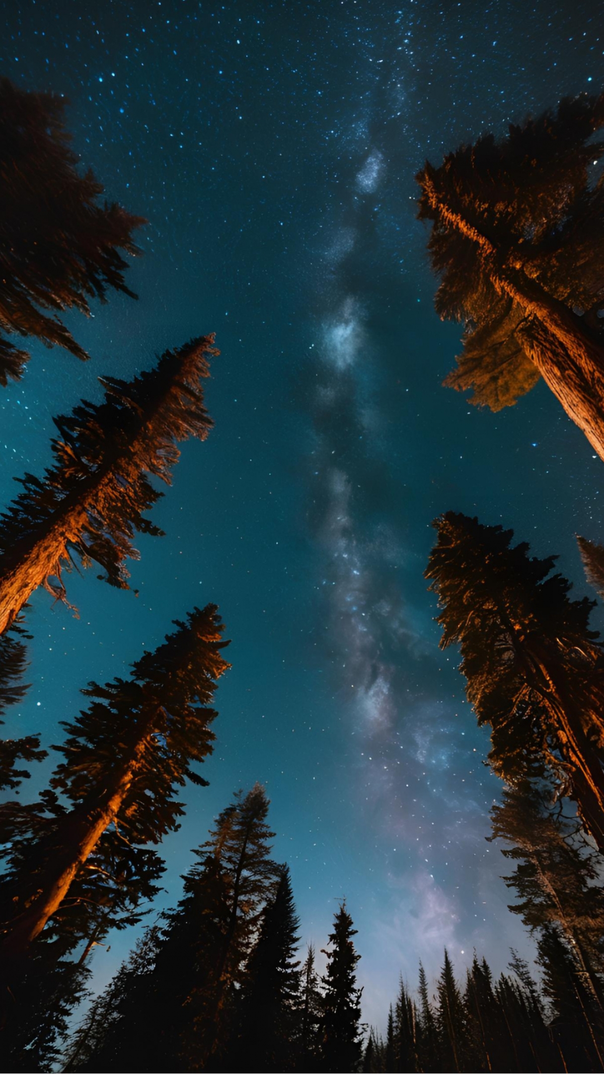 View Of The Stars And Galaxy From The Forest