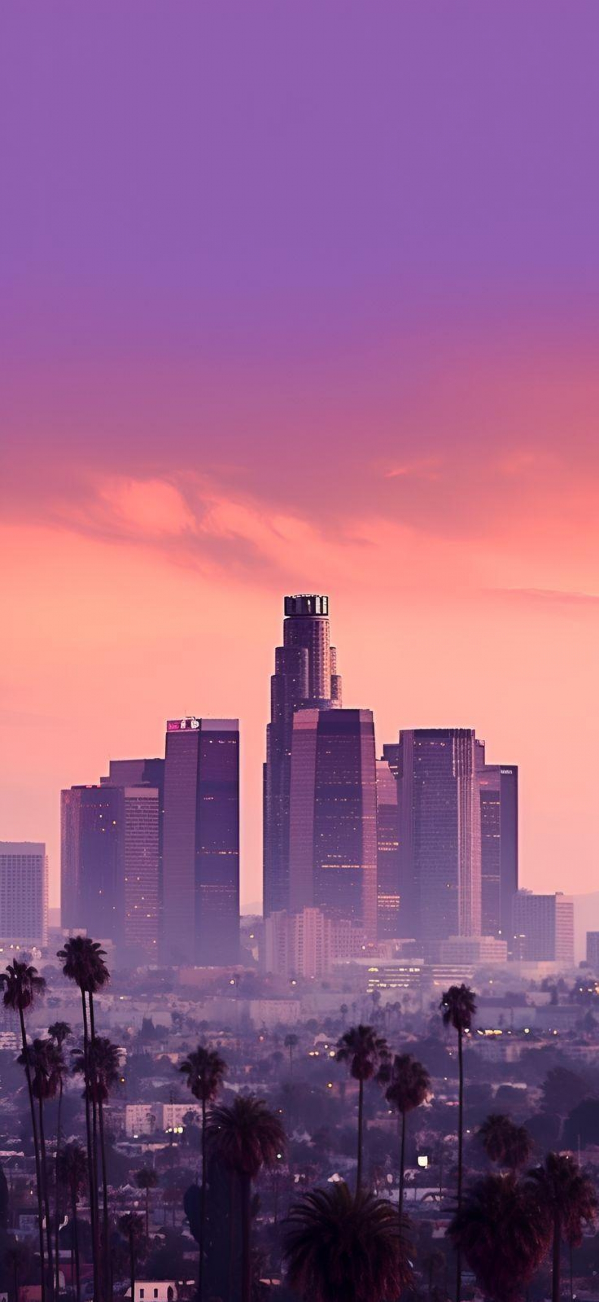 Los Angeles LA City Skyline During Sunset wallpaper for Apple iPhone, Apple Watch, Mac, iPad and Apple Watch