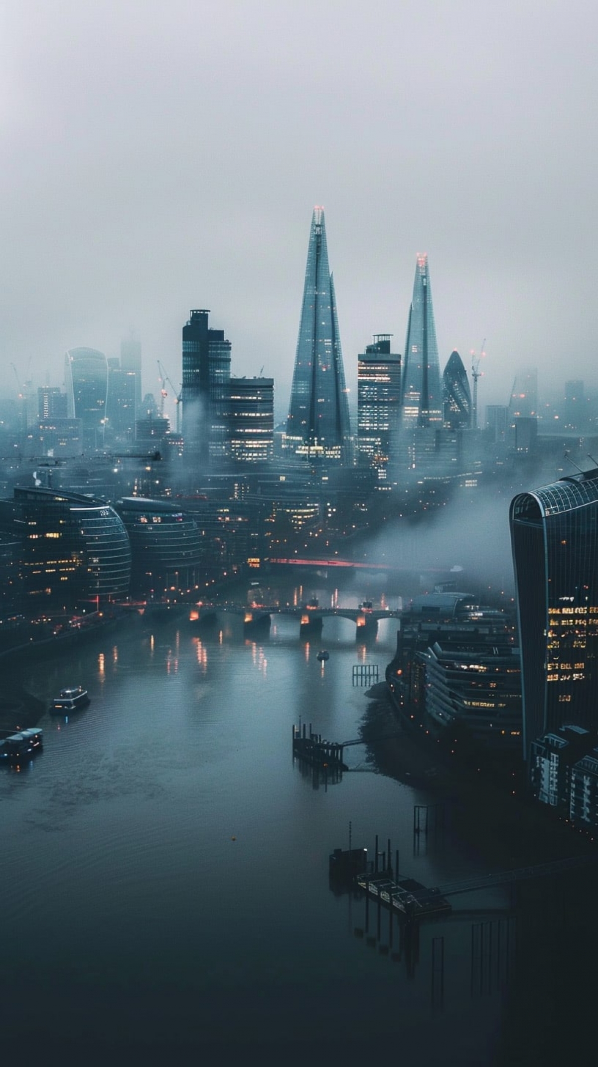 Foggy Misty Dark London Morning