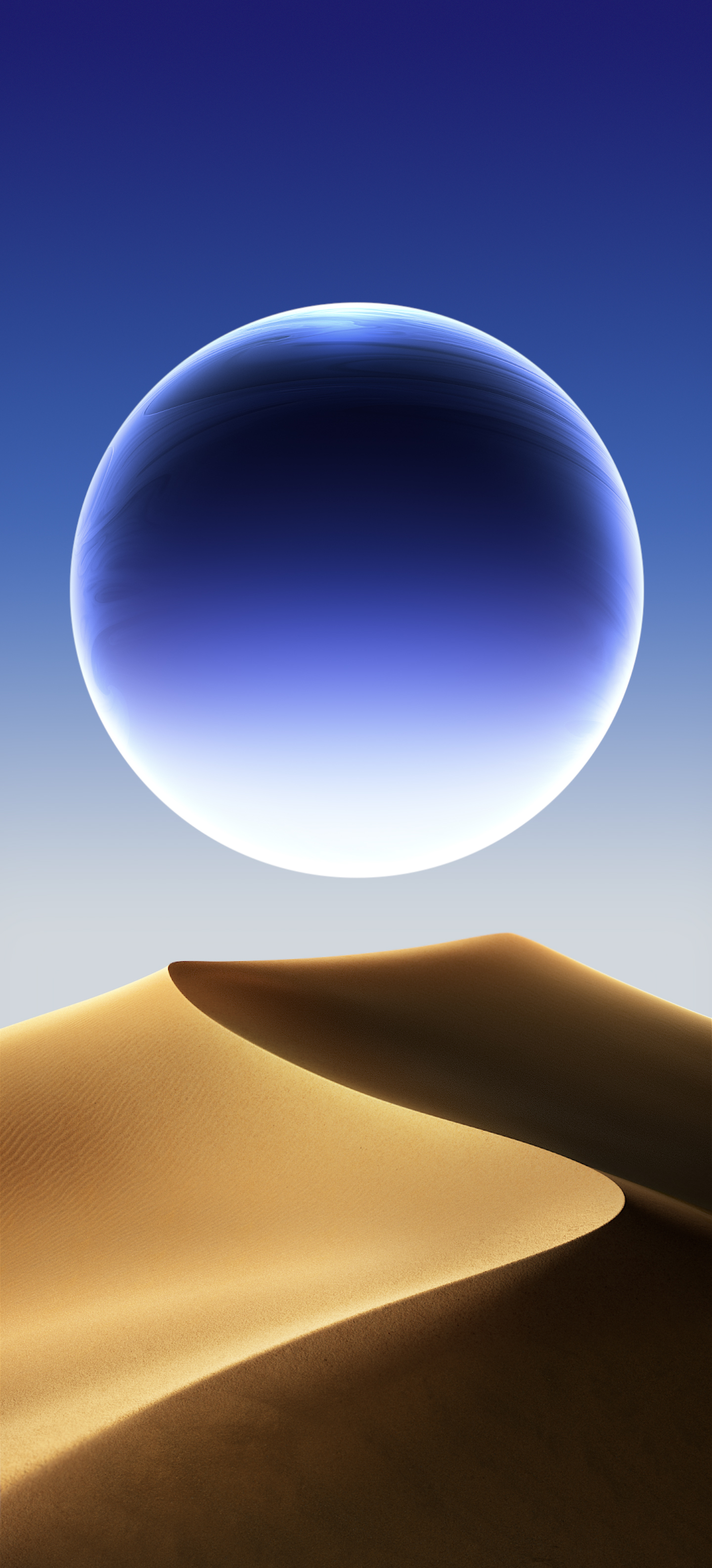 8K Huawei OPPO Find X7 Stock Wallpaper Blue Bubble Desert Landscape Unique Creative