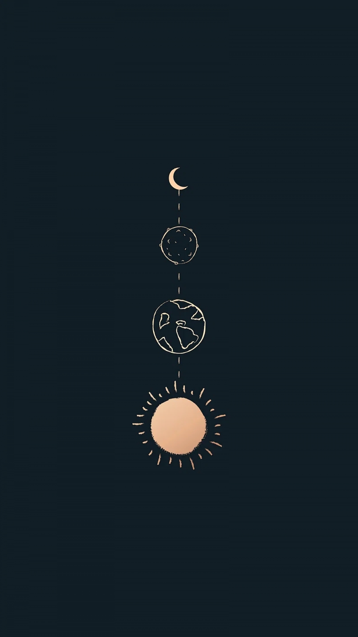 Dark Planets Crescent Moon Sun Stars Geometric Minimalist wallpaper for Apple iPhone, Apple Watch, Mac, iPad and Apple Watch