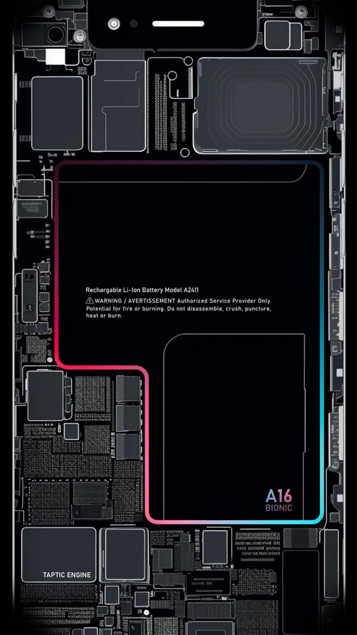 Inside iPhone Schematic A16 wallpaper for Apple iPhone, Apple Watch, Mac, iPad and Apple Watch