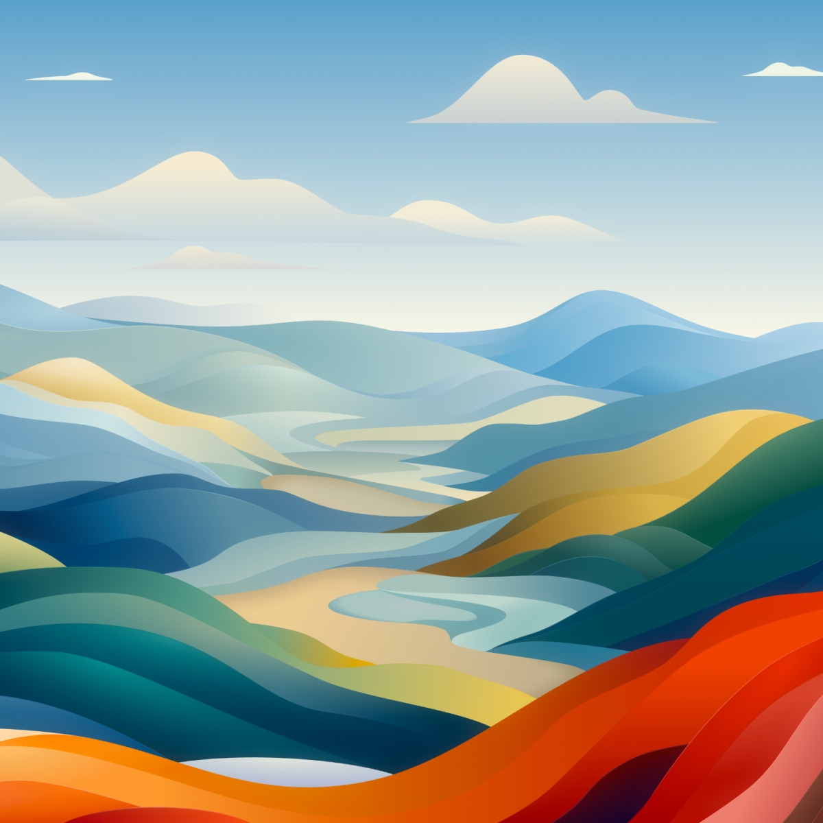 Colorful Grassy Hills Artwork