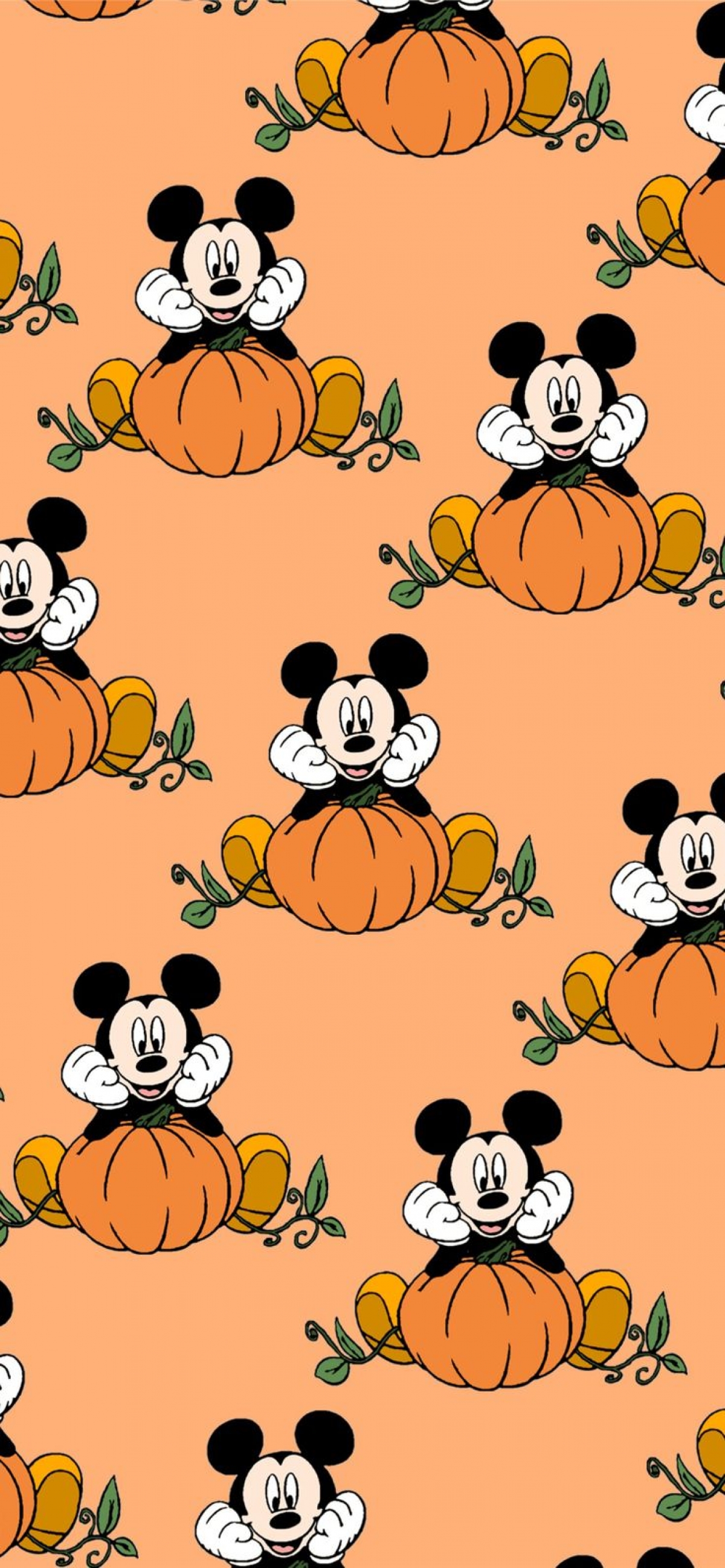 Cute Mickey Mouse Disney Pumpkin Halloween Orange Pattern