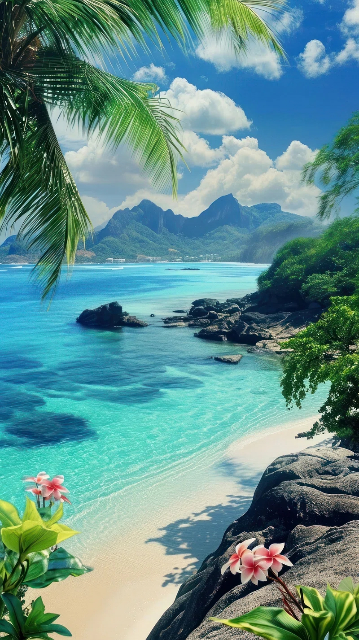 Tropical Paradise With Palm Trees wallpaper for Apple iPhone, Apple Watch, Mac, iPad and Apple Watch