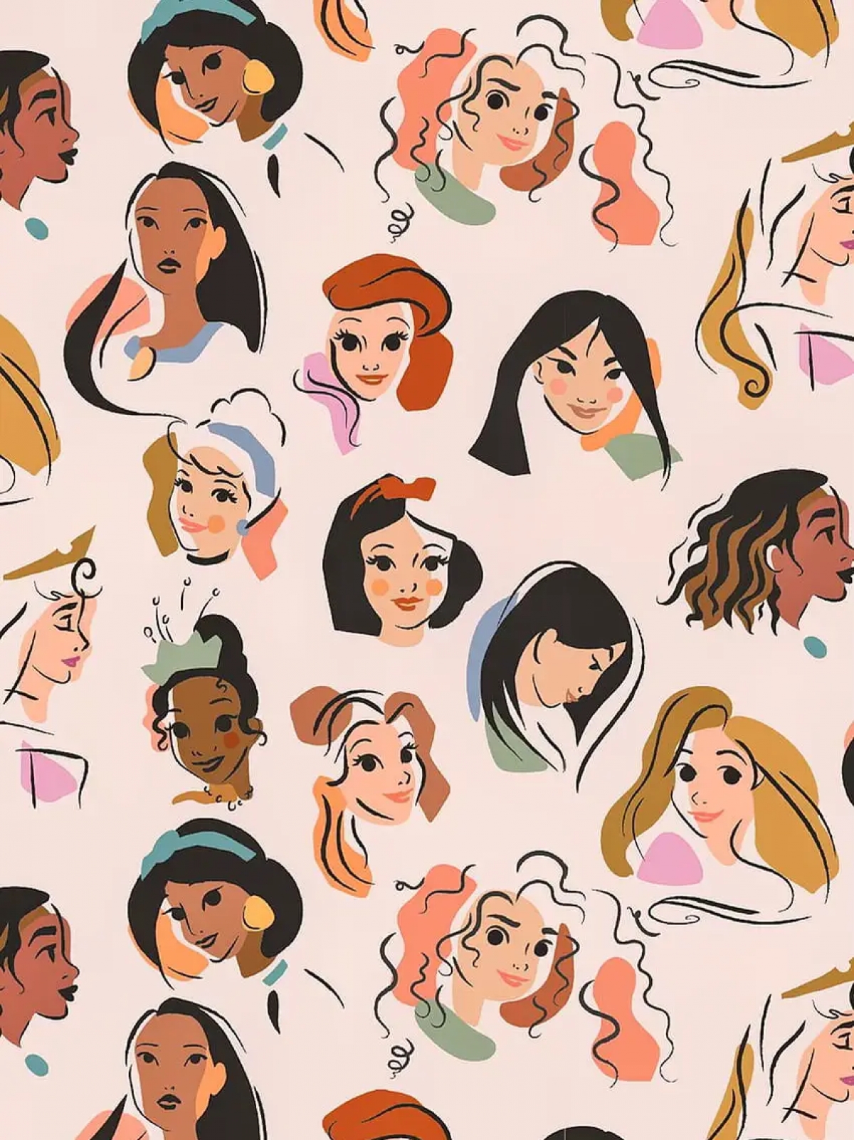 Disney Princesses Pattern wallpaper for Apple iPhone, Apple Watch, Mac, iPad and Apple Watch