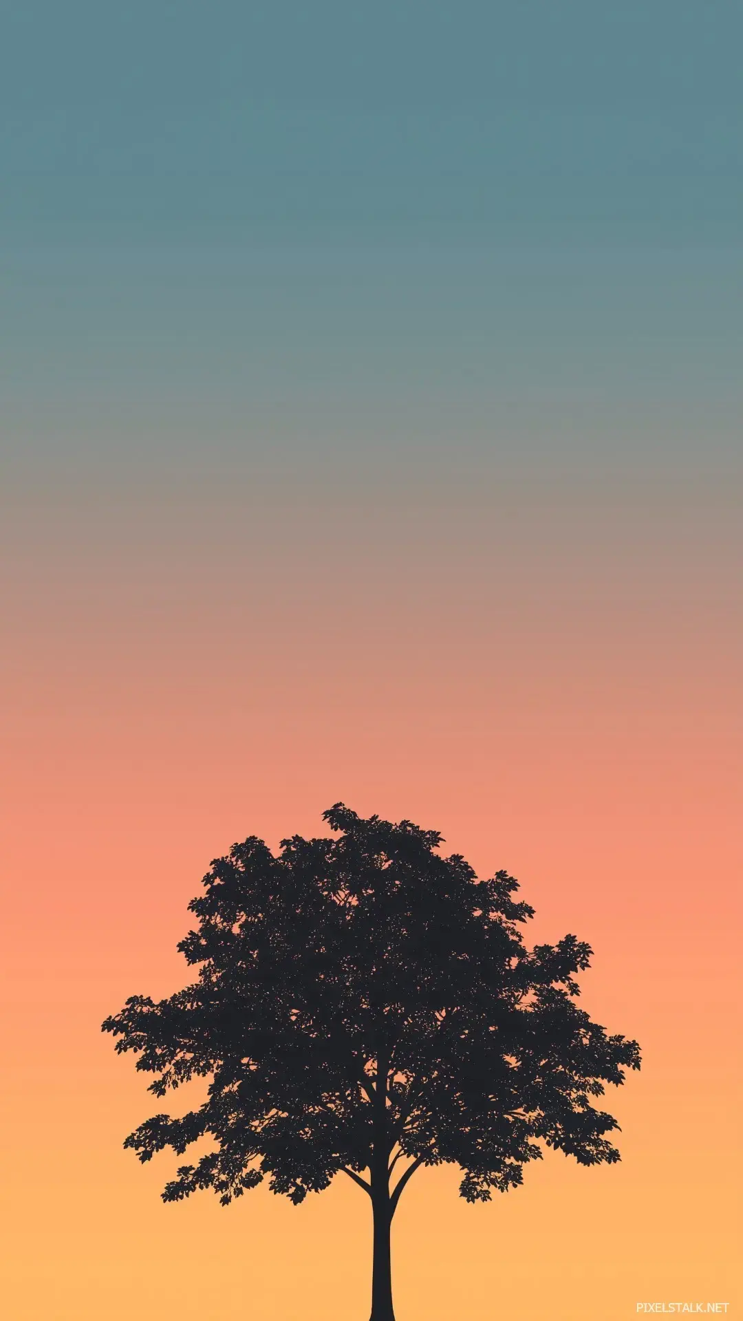 A Simple iPhone Wallpaper Features A Silhouette Of A Lone Tree Against A Gradient Sunset Sky wallpaper for Apple iPhone, Apple Watch, Mac, iPad and Apple Watch