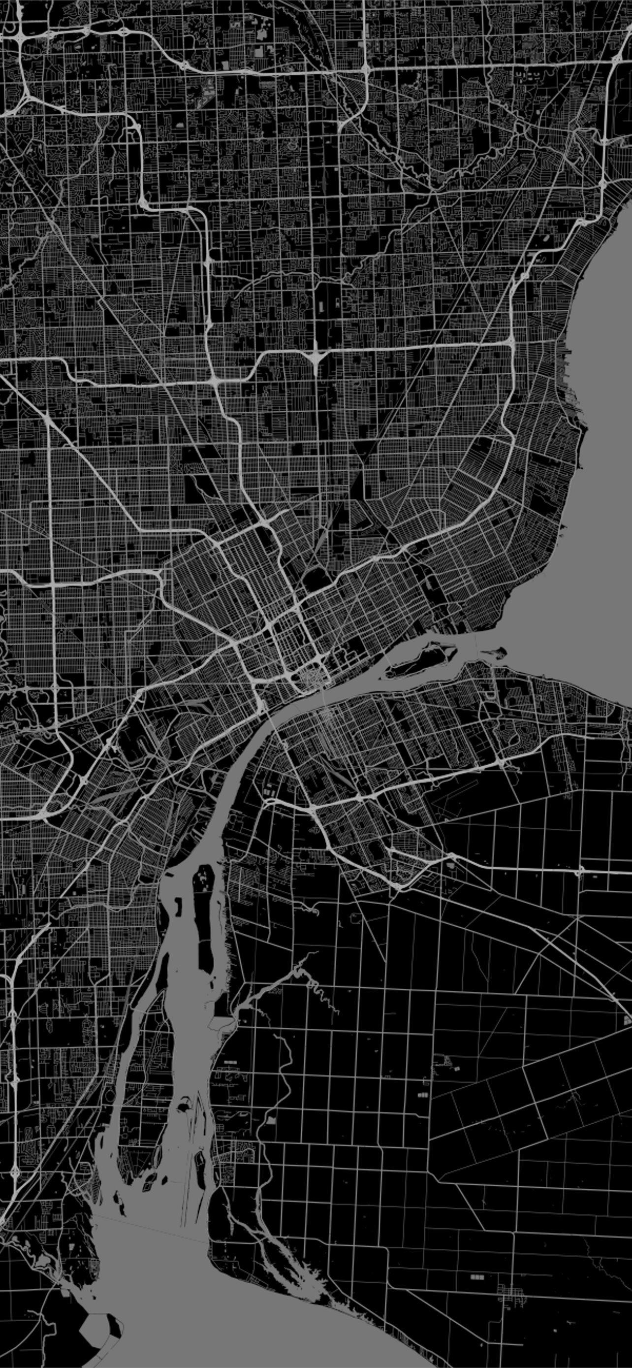 Aerial Map Of Detroit City Michigan United States USA