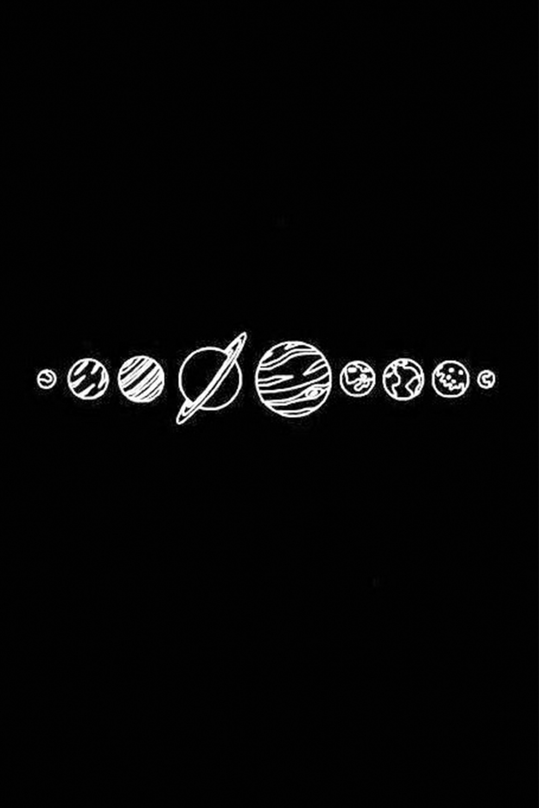 All The Planets Hand Drawn In A Line Black wallpaper for Apple iPhone, Apple Watch, Mac, iPad and Apple Watch