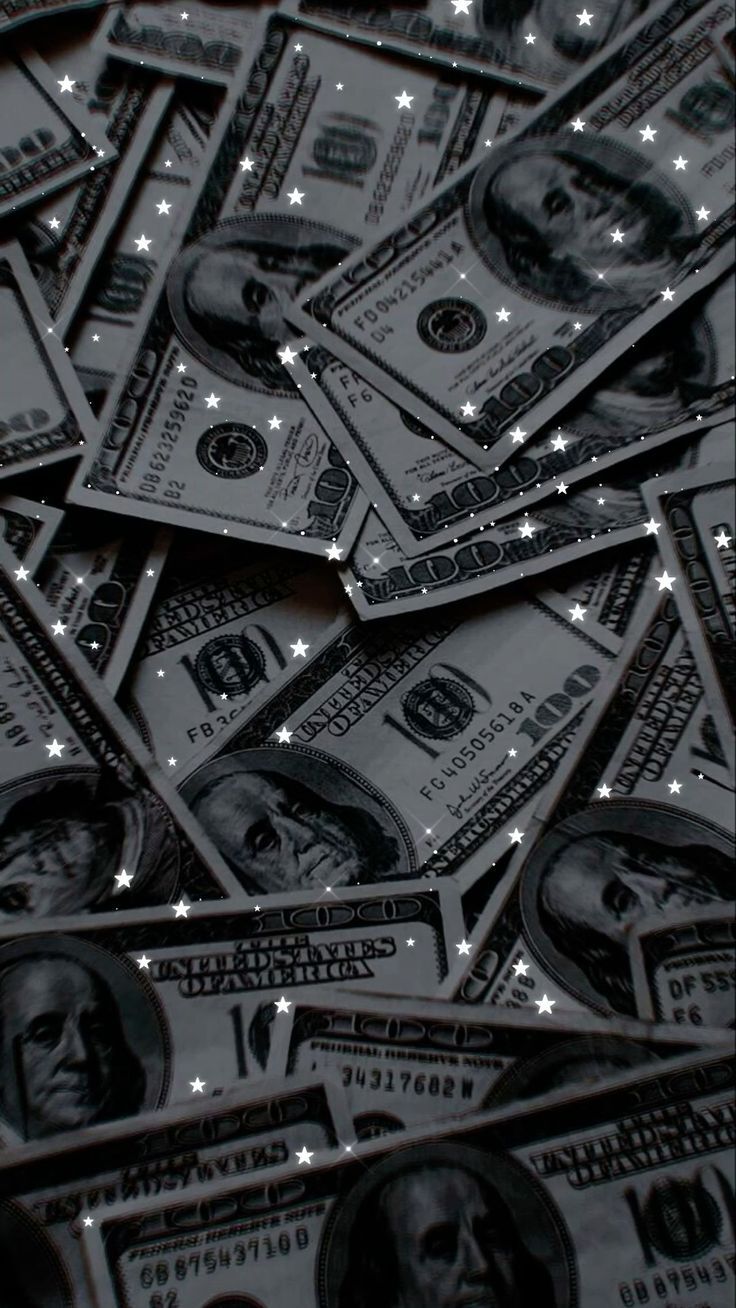 American Cash Money Dollars Currency USA Black Sparkles