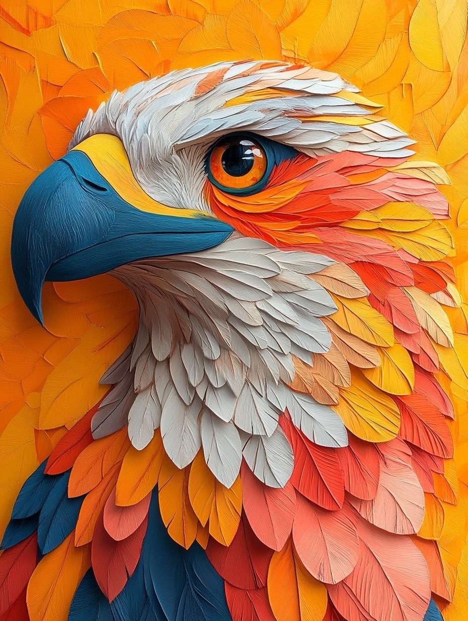 American Eagle 3D Artwork Colorful Feathers Colourful Artistic