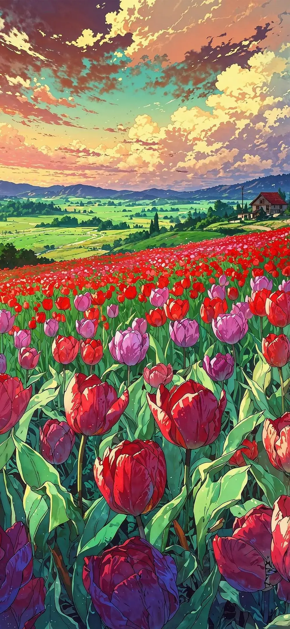 Anime Style Field Of Red Poppies Flowers Homestead Ranch Vibes Cute Aesthetic Cottage Best Desktop Wallpapers Screensavers Backgrounds For Apple iPhone 11 12 13 14 15 16 17 Pro Max 2025 2026 wallpaper for Apple iPhone, Apple Watch, Mac, iPad and Apple Watch