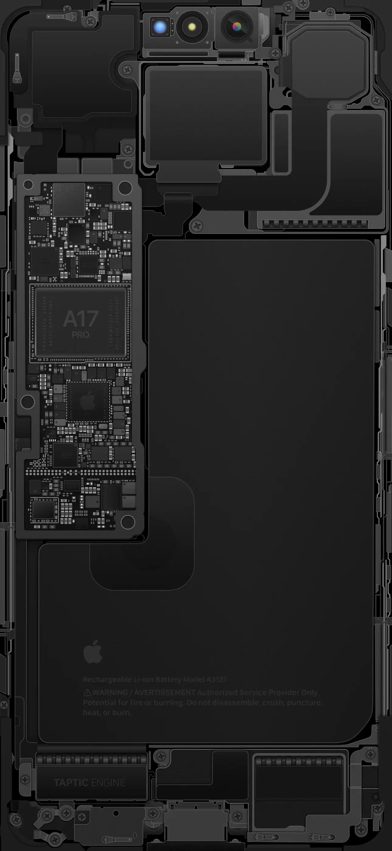 Apple A17 Pro Chipset Black Hardware Internals X-ray wallpaper for Apple iPhone, Apple Watch, Mac, iPad and Apple Watch